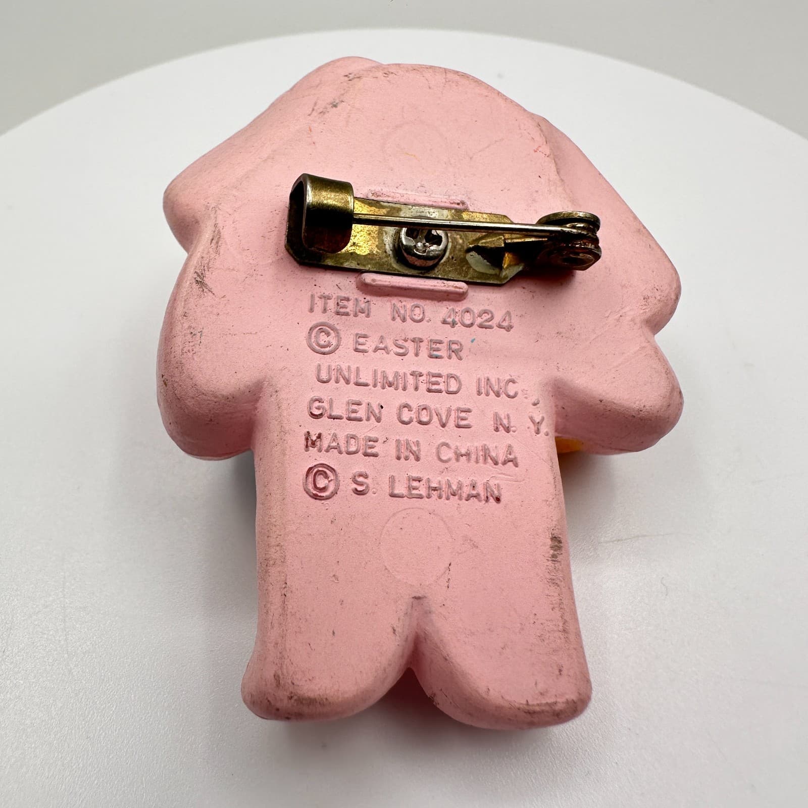 Vintage 80s Easter Unlimited Pink Bunny Rabbit Brooch Duck Eggs Pastel Jewelry - Thumbnail 4