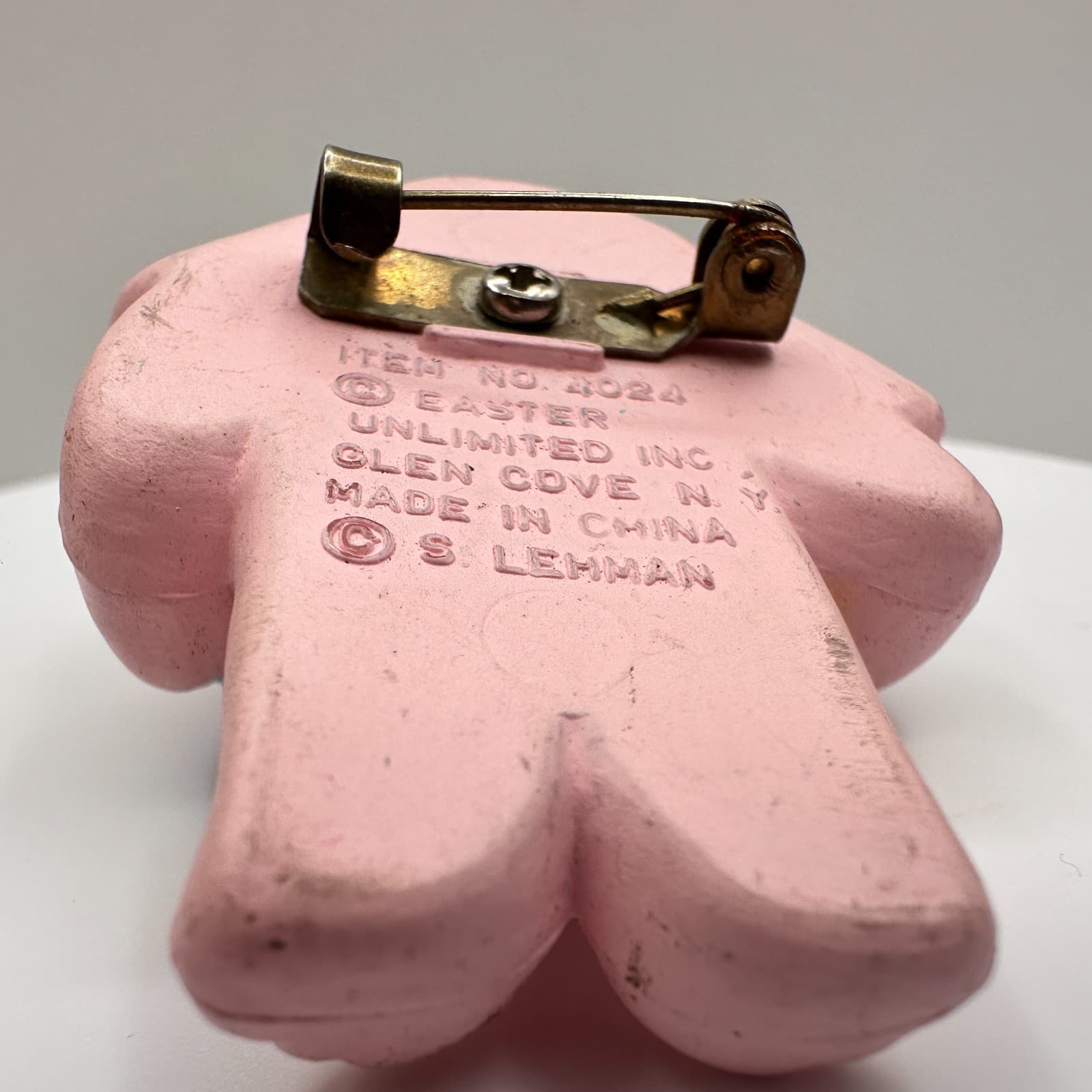 Vintage 80s Easter Unlimited Pink Bunny Rabbit Brooch Duck Eggs Pastel Jewelry - Thumbnail 5