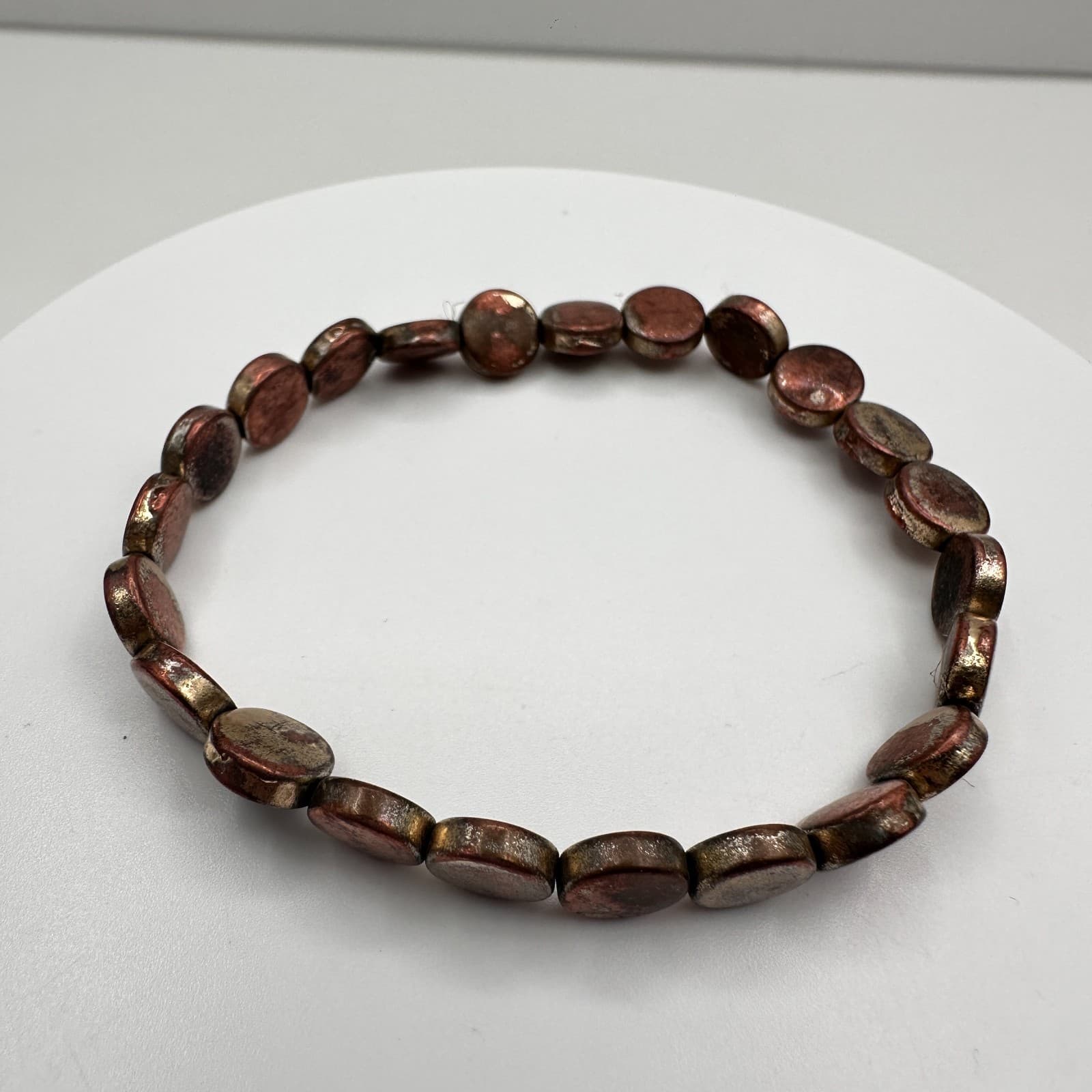 Vintage 90s Disc Beaded Boho Bracelet Retro Women's Classic Fashion Jewelry - Image 1