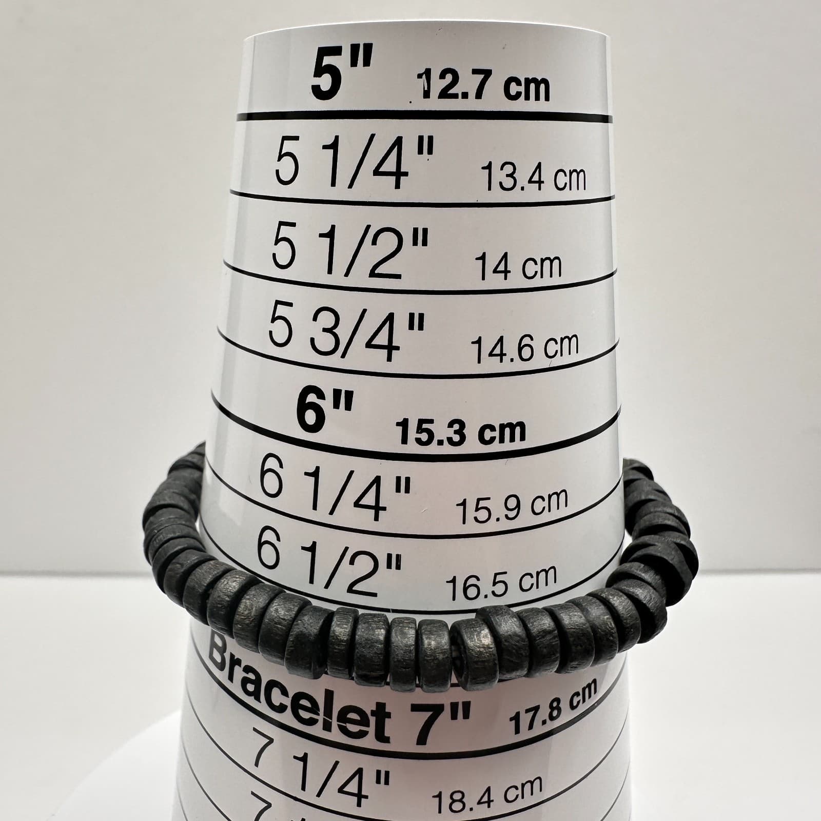 Vintage 90s Black Wooden Beaded Bracelet Boho Minimalist Women's Classic Jewelry - Thumbnail 7