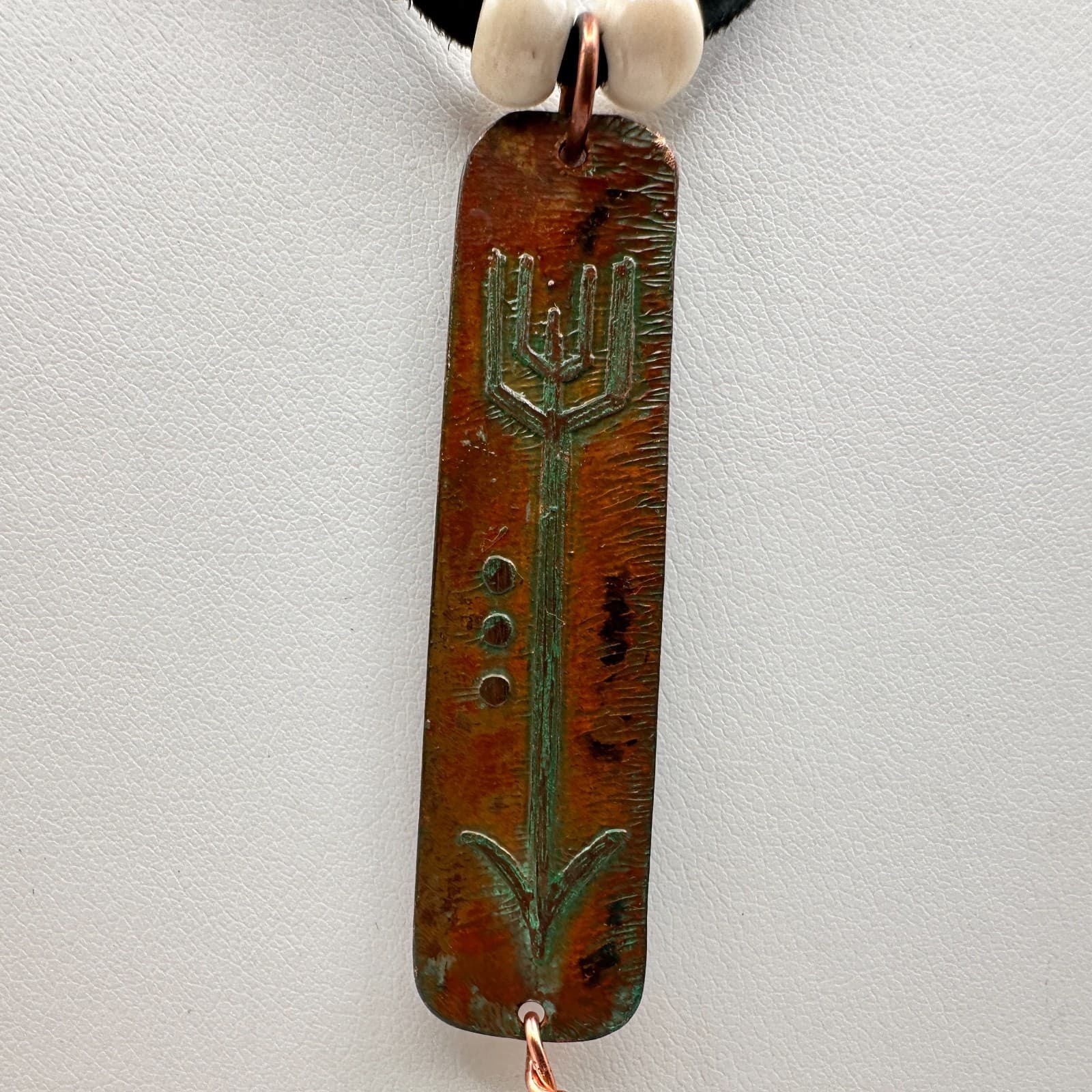 Vintage 90s Turquoise Stone Copper Tone Boho Tassel Necklace Women's Jewelry - Thumbnail 11