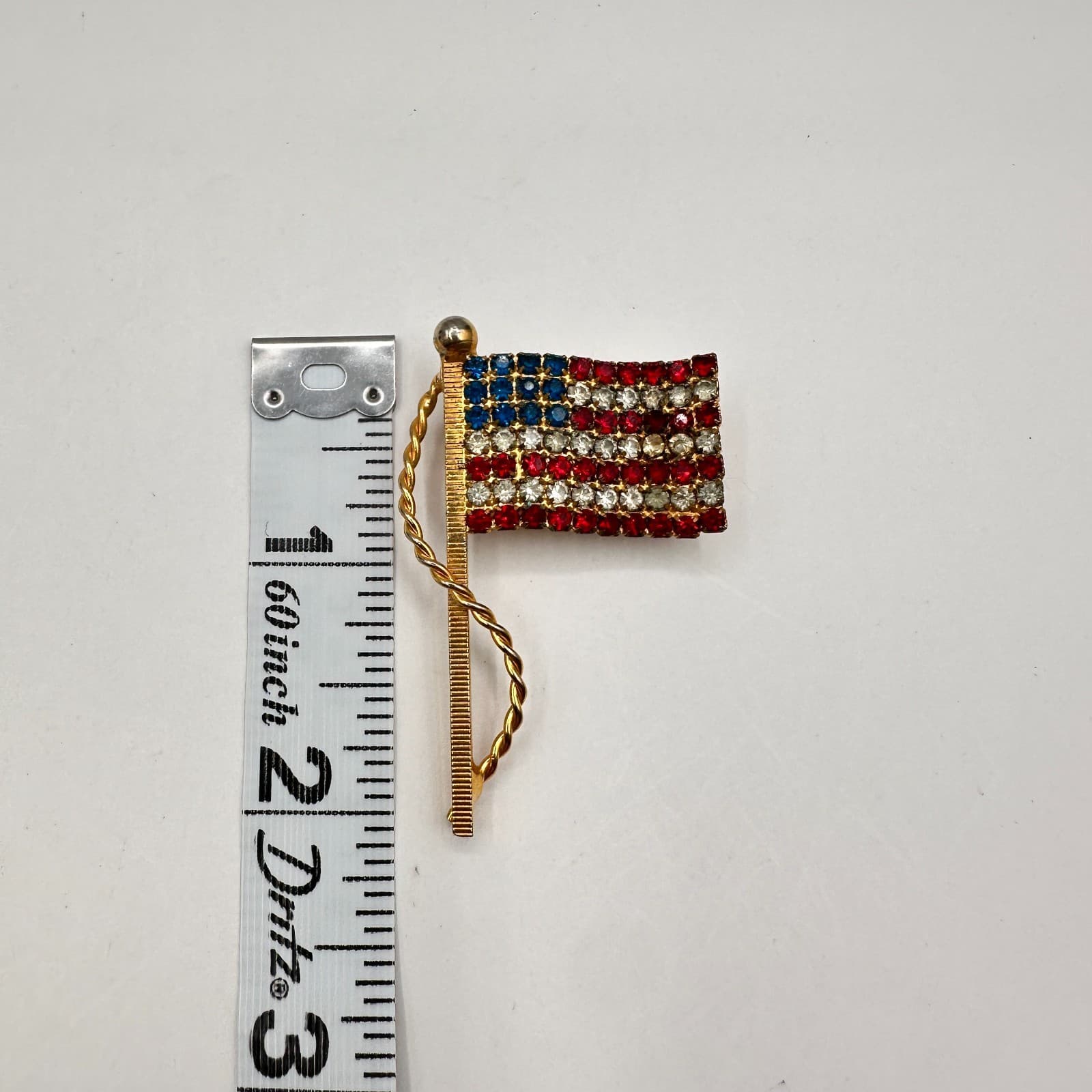 Vintage 90s USA American Flag Rhinestone Brooch Pin Women's Classic Jewelry - Thumbnail 7