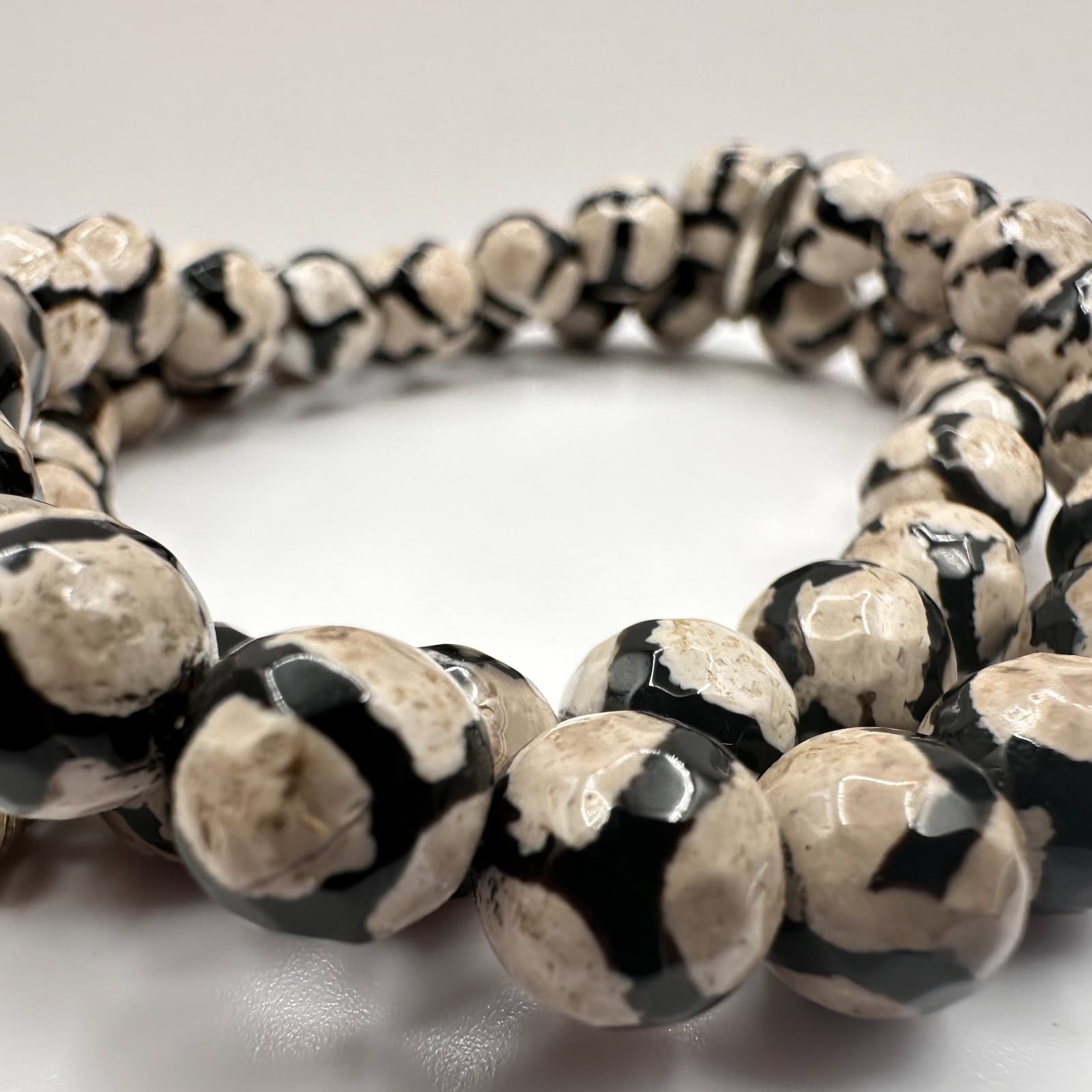 Vintage 80s Silver Tone Double Strand Beaded Bracelet Charm Women's Jewelry - Thumbnail 4