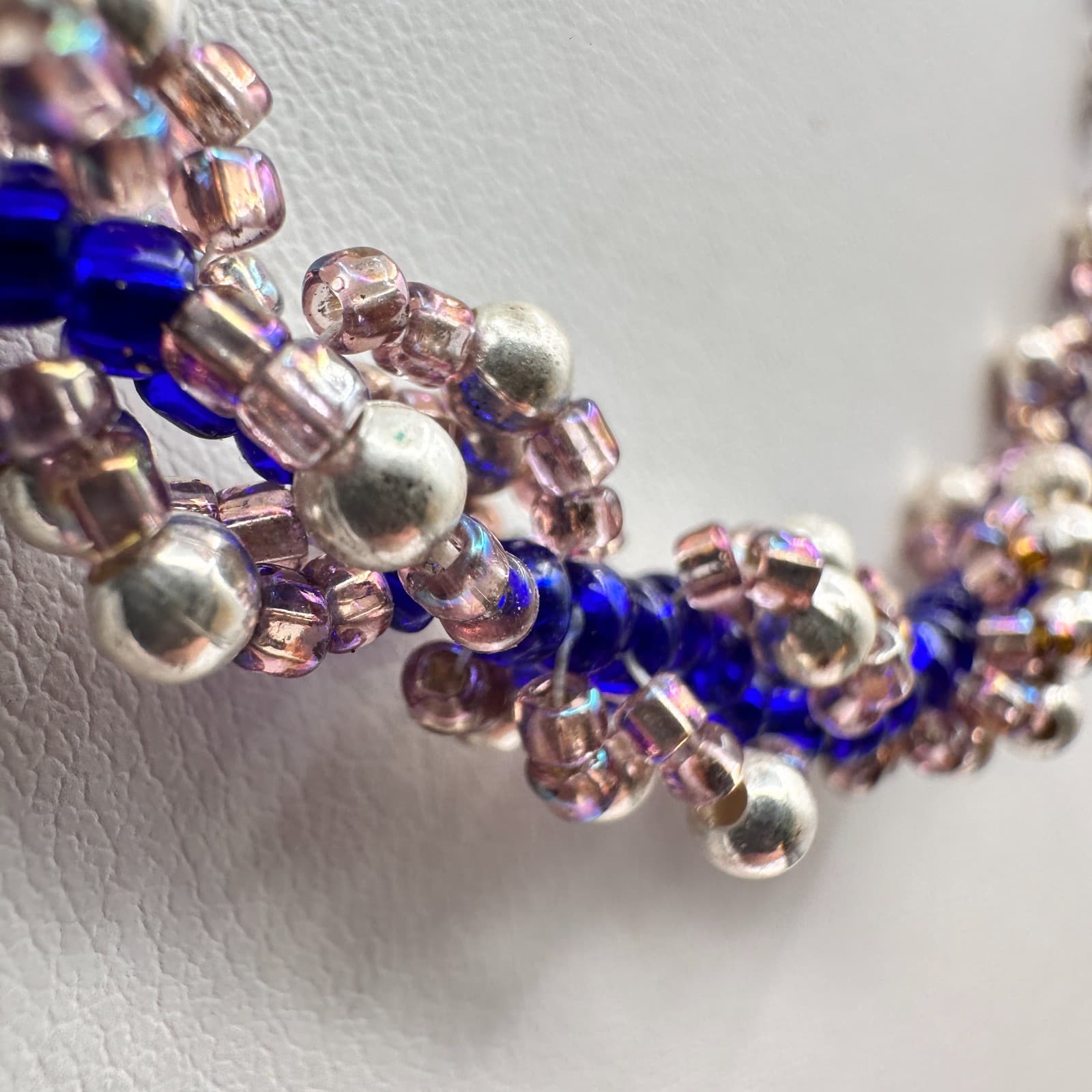 Vintage 90s Twisted Seed Beaded Necklace Boho Women's Classic Fashion Jewelry - Thumbnail 4