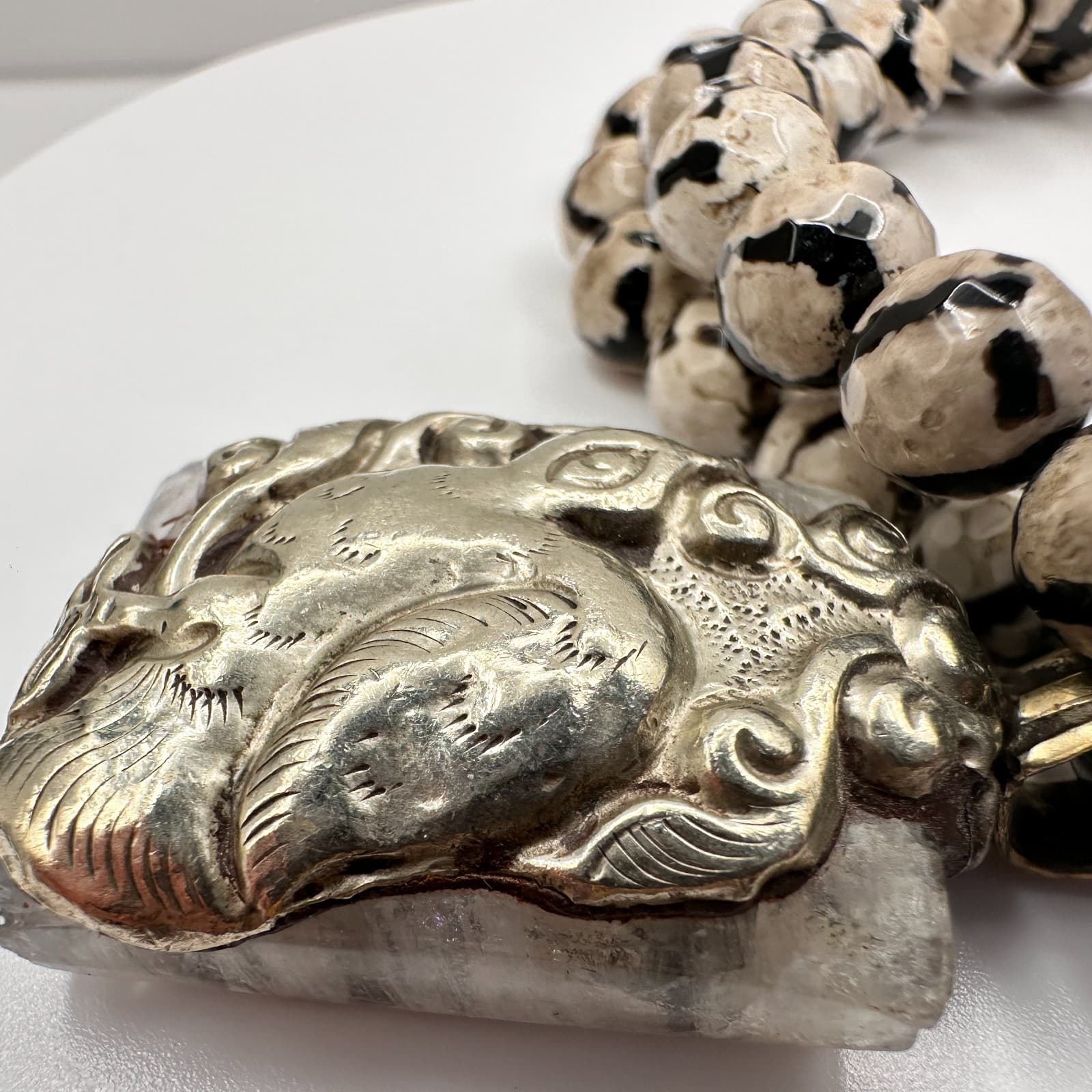 Vintage 80s Silver Tone Double Strand Beaded Bracelet Charm Women's Jewelry - Thumbnail 6