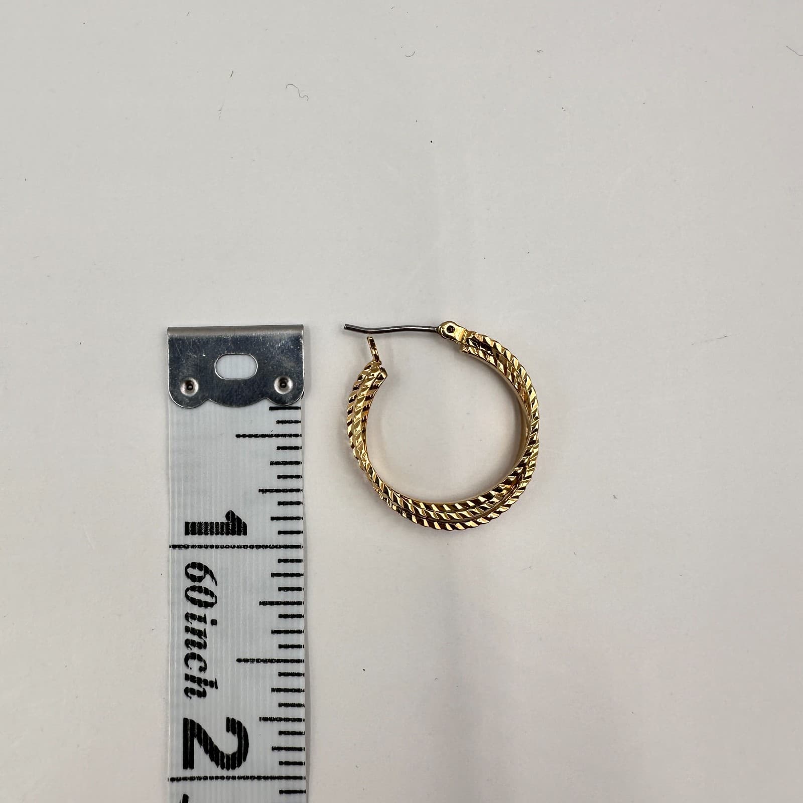 Vintage 90s Gold Tone Textured Double Hoop Earrings Fashion Classic Jewelry - Thumbnail 8