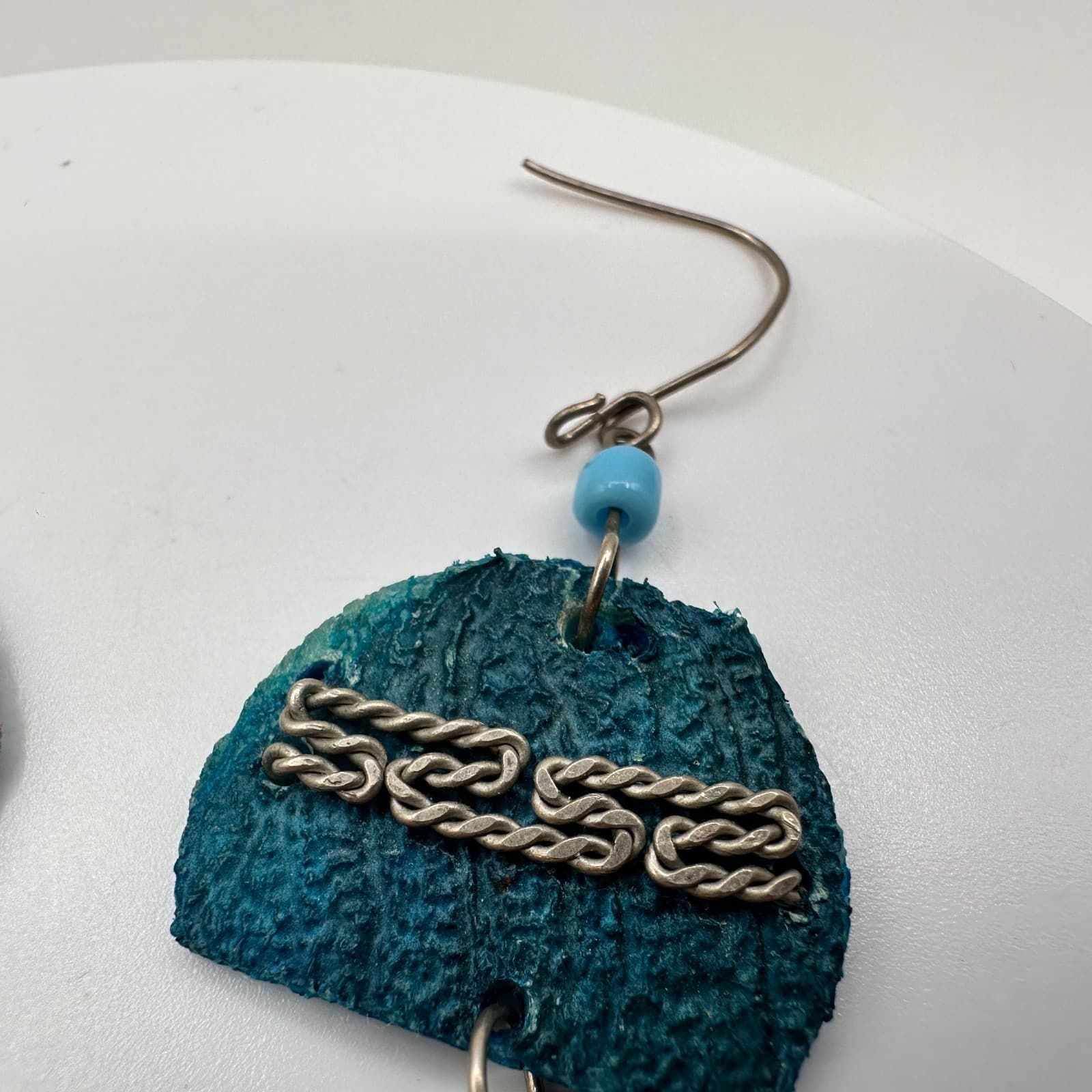 Vintage 80s Silver Tone Coin Charm Beaded Dangle Earrings Boho Women's Jewelry - Thumbnail 6