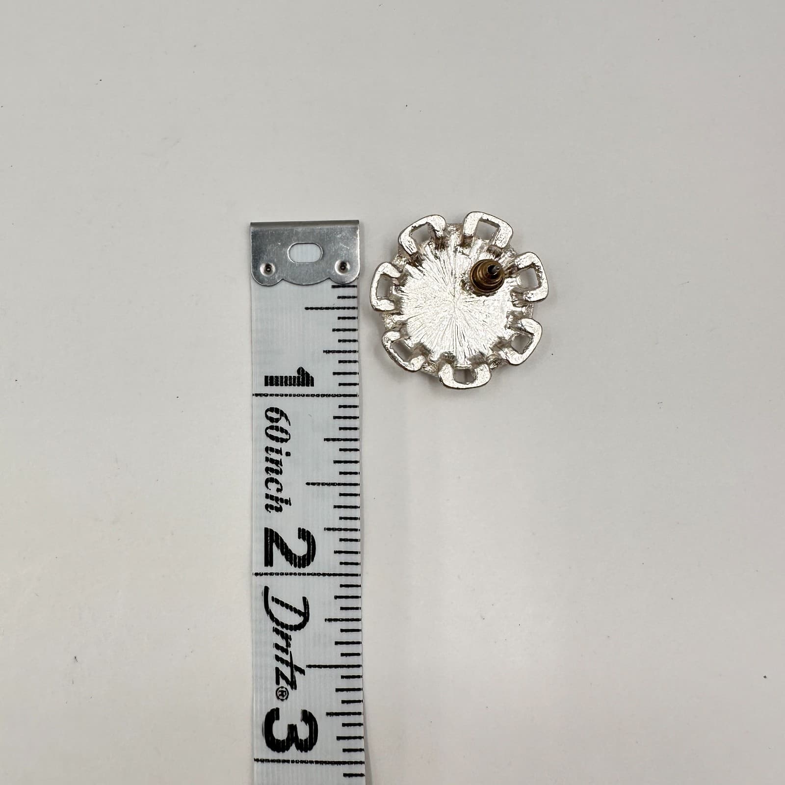 Vintage 80s Silver Tone Cream Enamel Round Stud Earrings Retro Women's Jewelry - Thumbnail 10