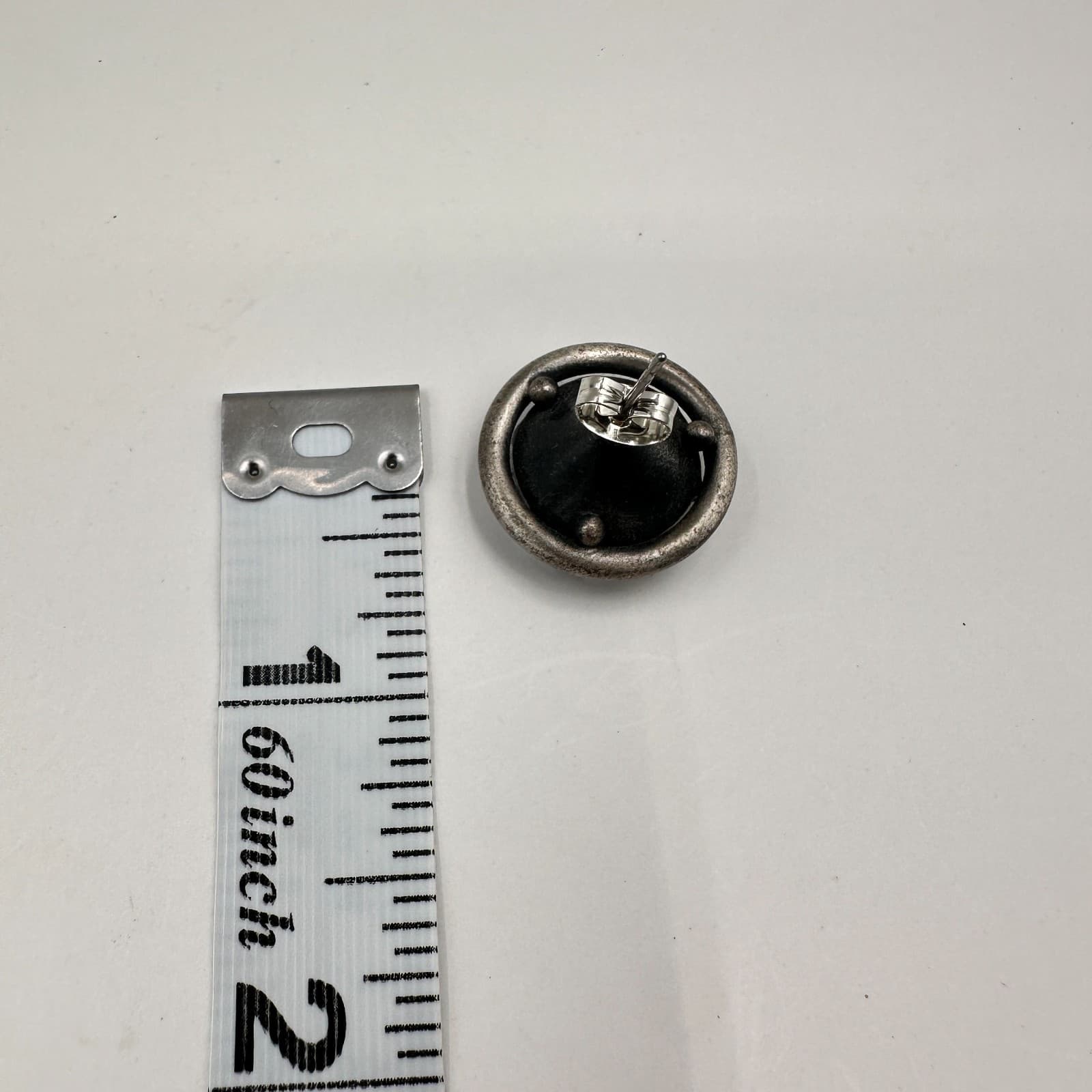 Vintage 90s Silver Tone Round Crystal Stud Earrings Modernist Women's Jewelry - Thumbnail 6