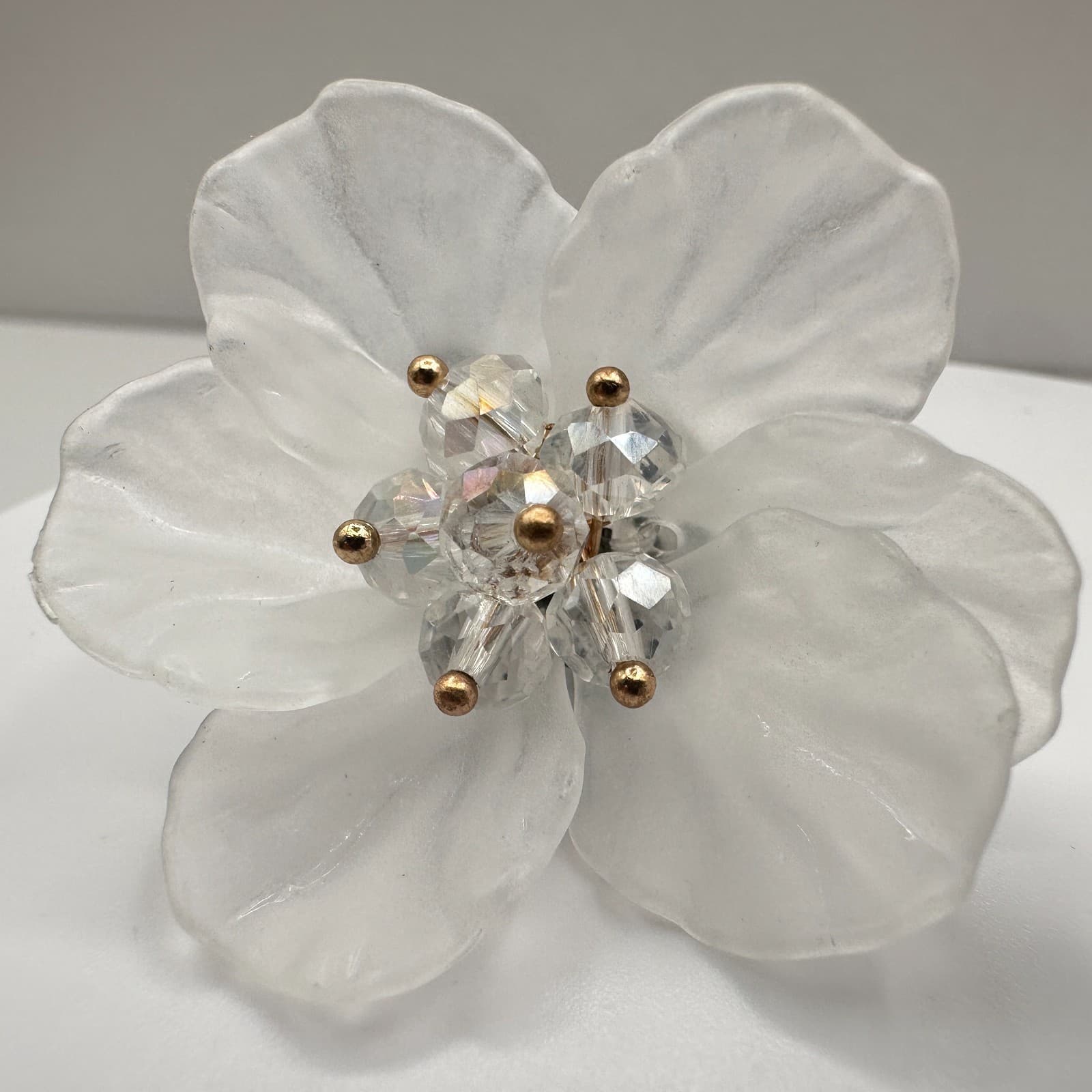 Vintage Y2K Frosted Flower Faceted Glass beads Stud Earrings silver tone Jewelry - Thumbnail 4