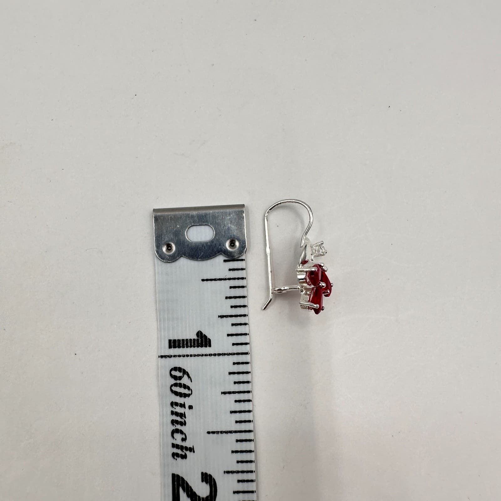 Vintage 90s Rhinestone Silver Tone Floral Drop Earrings Women's Fashion Jewelry - Thumbnail 6