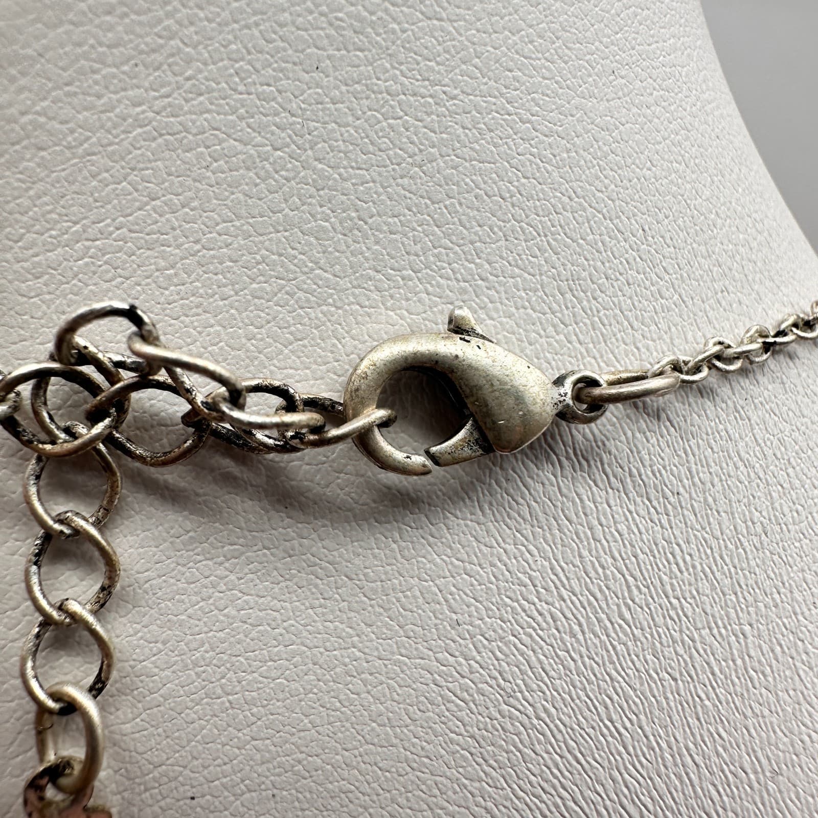 Vintage 20s Yellow Flower Pendant Silver Tone Multi-Strand Necklace Jewelry - Thumbnail 6