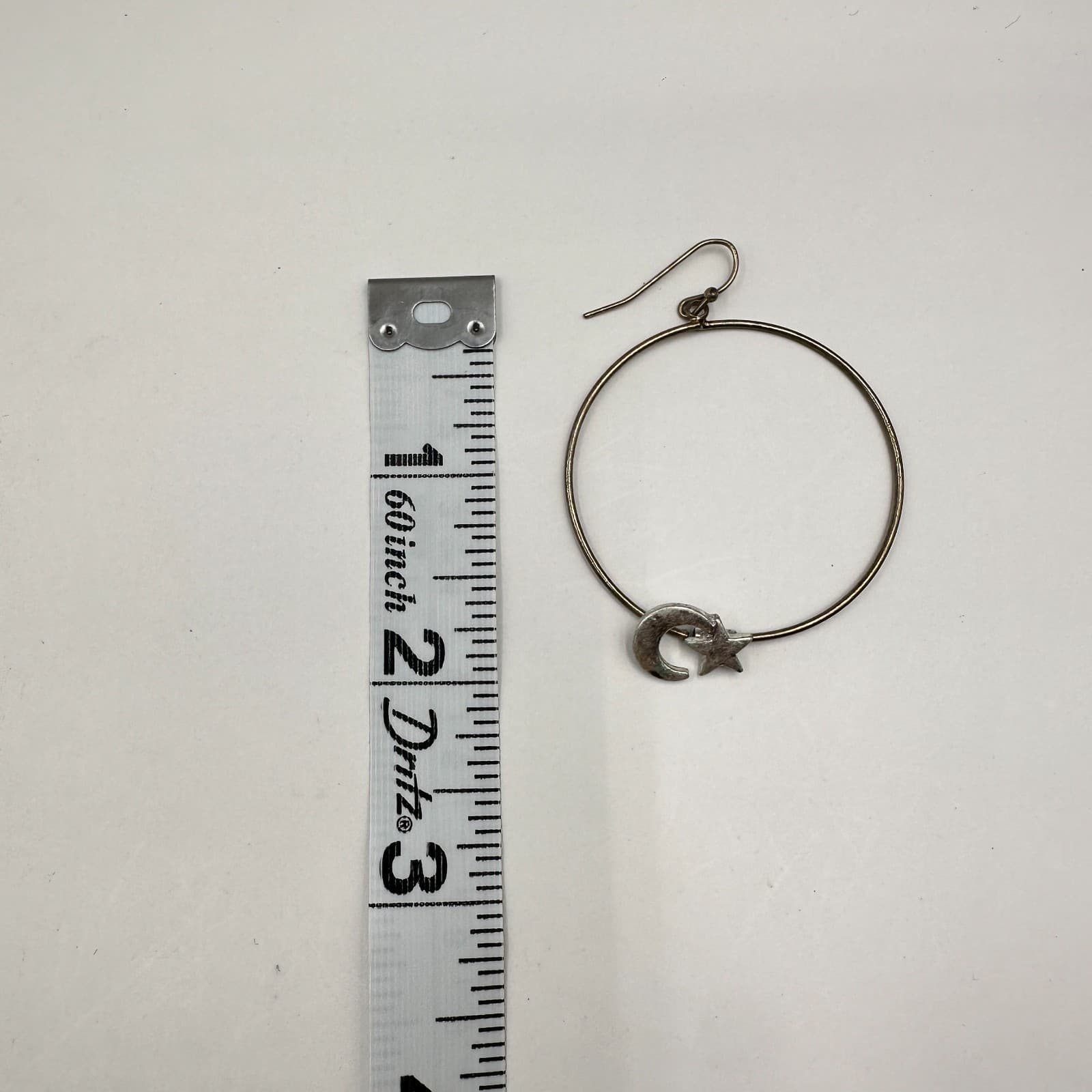 Vintage 90s Celestial Hoop Star Moon Earrings Silver Tone Women's Jewelry - Thumbnail 6