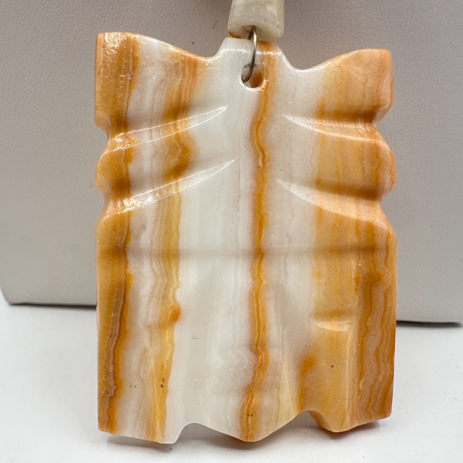 Vintage 90s Boho Hand Carved Abstract Pendant Necklace Statement Women's Jewelry - Thumbnail 4