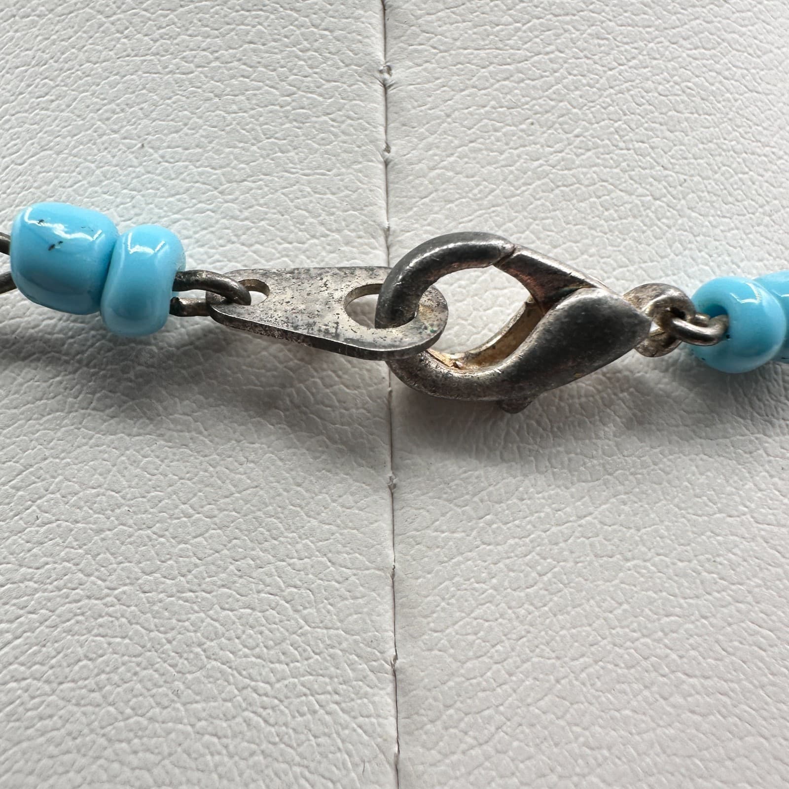 Vintage 90s Boho Blue Beaded Necklace Silver Tone Retro Women's Classic Jewelry - Thumbnail 7