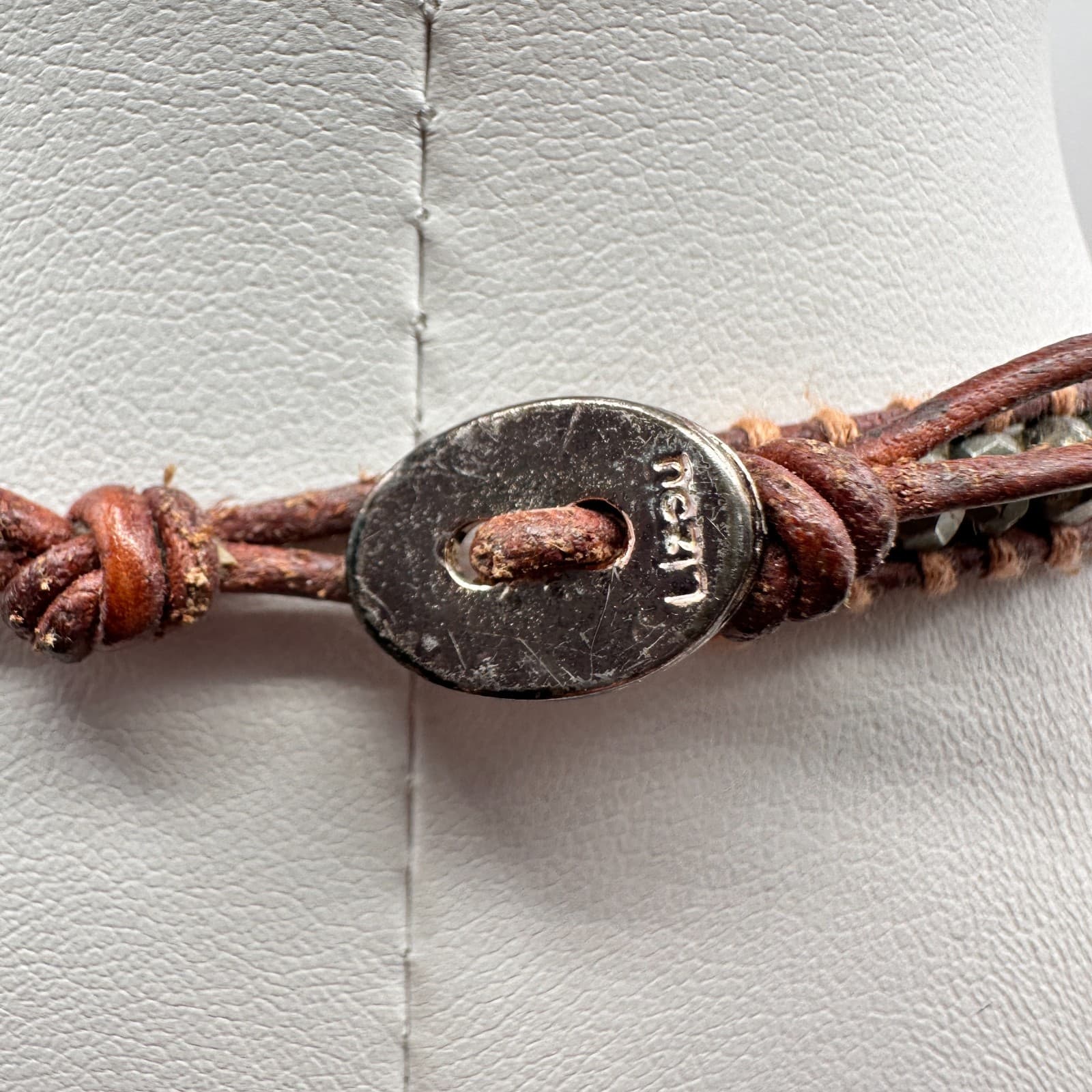 Vintage 80s Beaded Multi Strand Leather Wrap Necklace Women's Classic Jewelry - Thumbnail 7