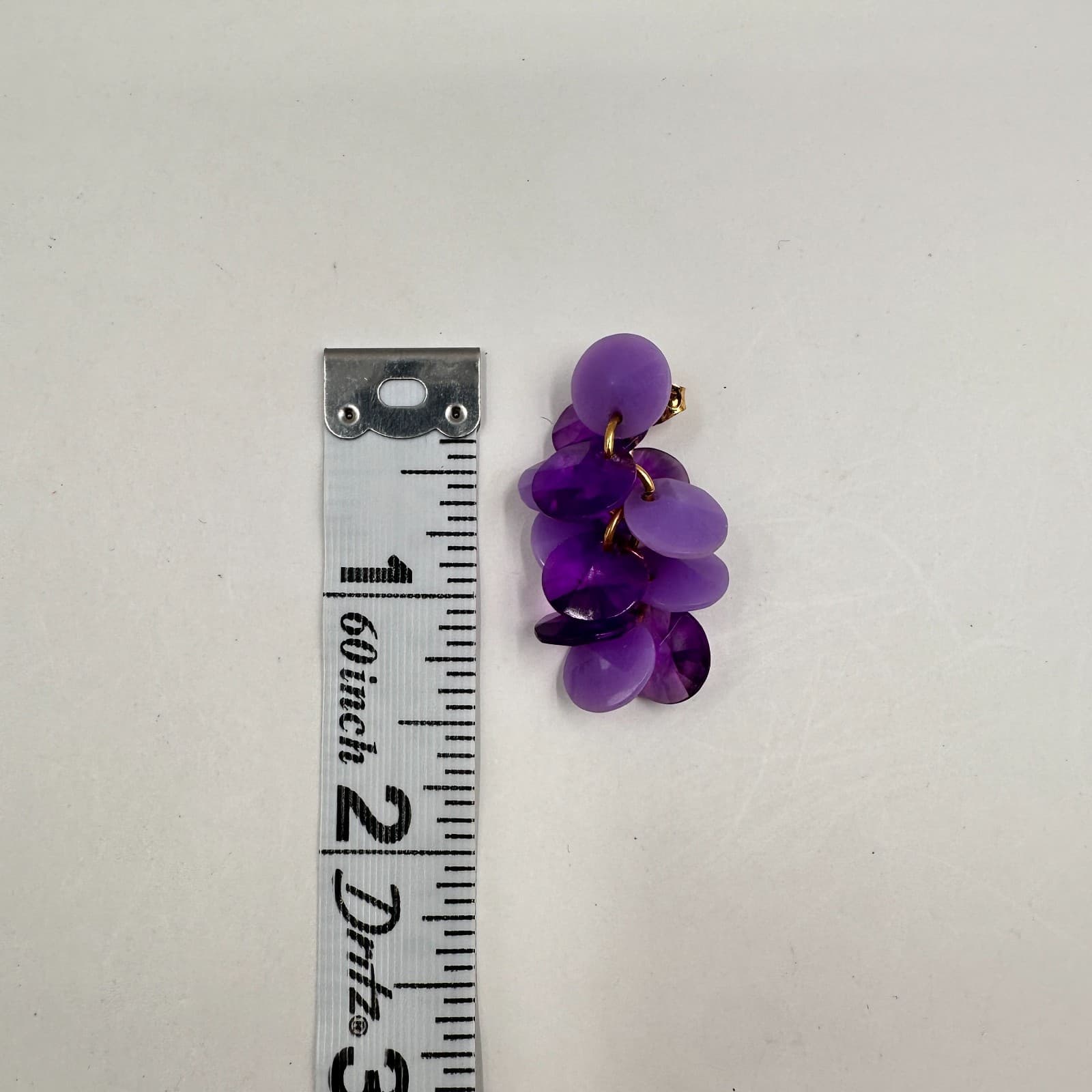 Vintage Y2K Purple Disc Cluster Dangle Earrings Retro Boho Statement Jewelry - Thumbnail 7