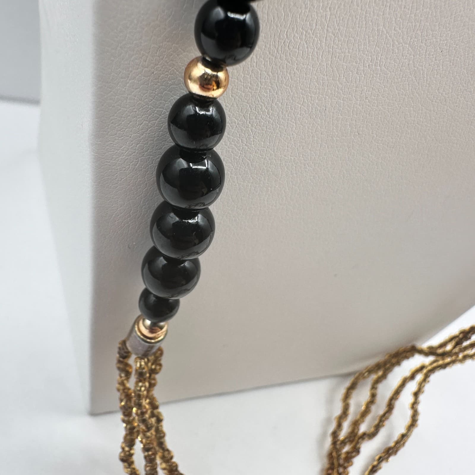 Vintage 90s Multi Strand Seed Beaded Necklace Gold Tone Women's Classic Jewelry - Thumbnail 5