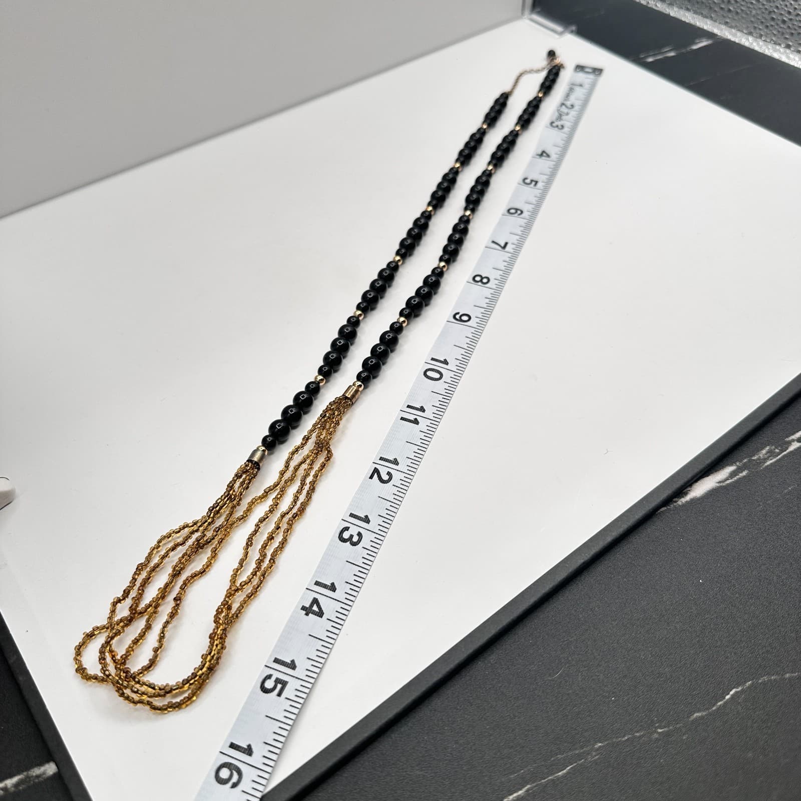 Vintage 90s Multi Strand Seed Beaded Necklace Gold Tone Women's Classic Jewelry - Thumbnail 8