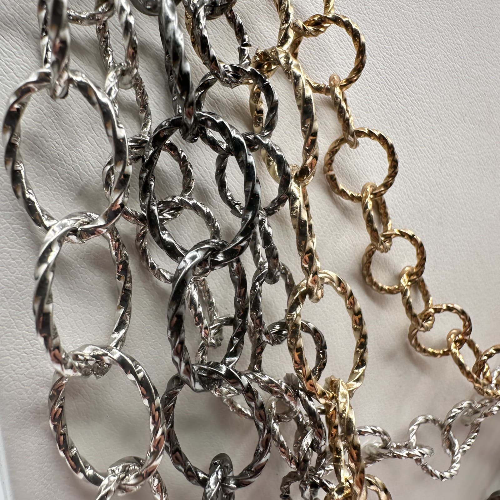 Vintage 90s Multi Strand Link Necklace Boho Women's Classic Fashion Jewelry - Thumbnail 3