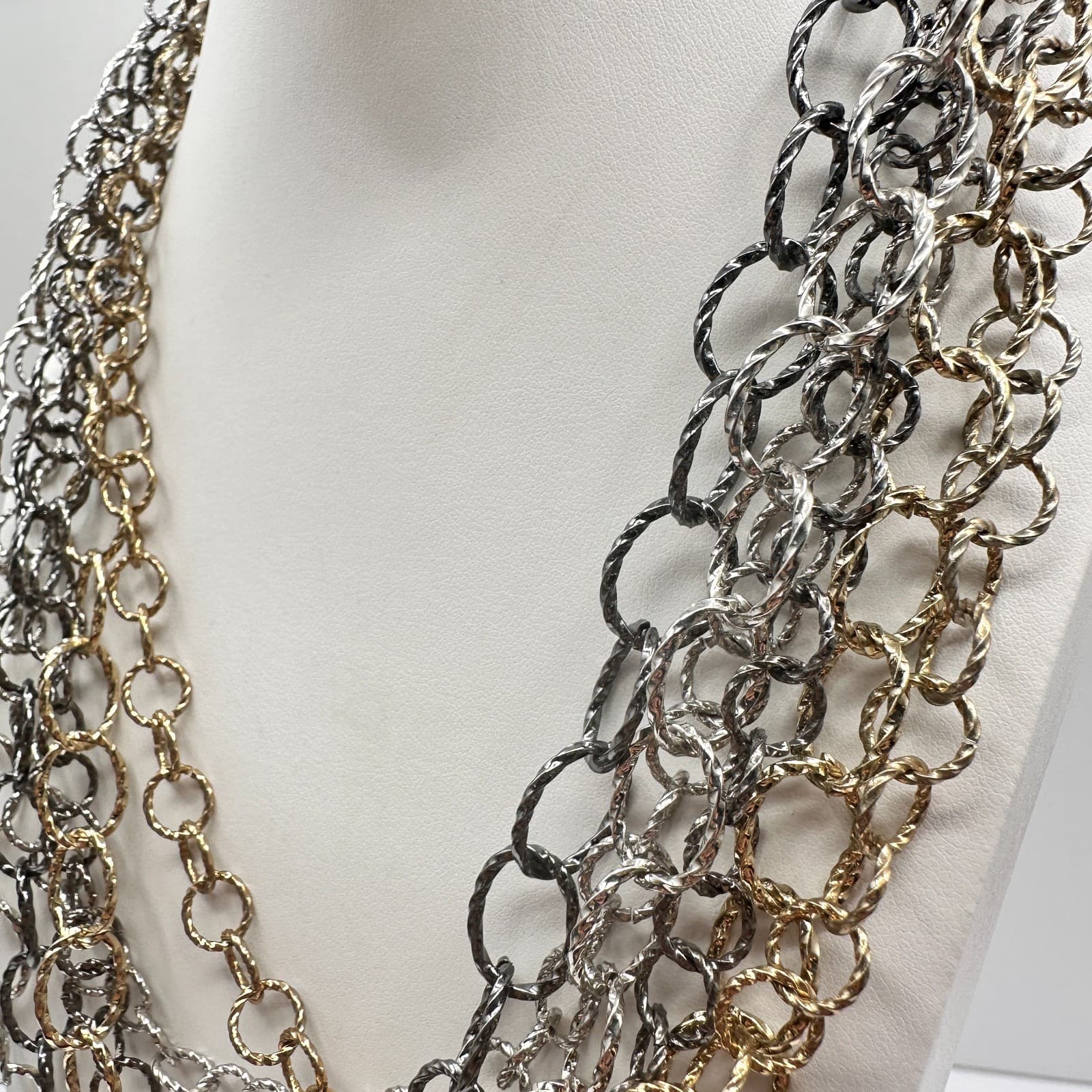 Vintage 90s Multi Strand Link Necklace Boho Women's Classic Fashion Jewelry - Thumbnail 8