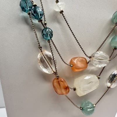 Vintage Y2K Multi-Strand Beaded Necklace Gold Tone Statement Women's Jewelry - Thumbnail 3