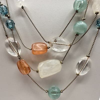 Vintage Y2K Multi-Strand Beaded Necklace Gold Tone Statement Women's Jewelry - Thumbnail 8