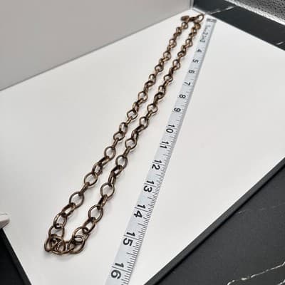 Vintage 90s Chunky Gold Tone Chain Link Necklace Engraved Etched Women's Jewelry - Thumbnail 8