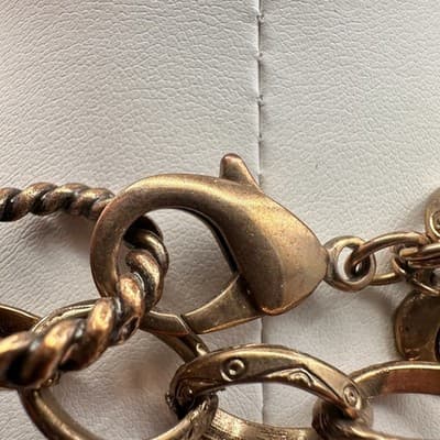 Vintage 90s Chunky Gold Tone Chain Link Necklace Engraved Etched Women's Jewelry - Thumbnail 7