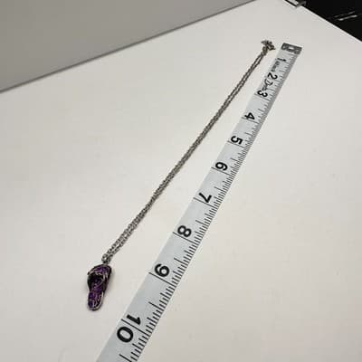 Vintage 80s Summer Beach Vibe Silver-Tone Flop & Purple Stones Necklace jewelry - Thumbnail 6