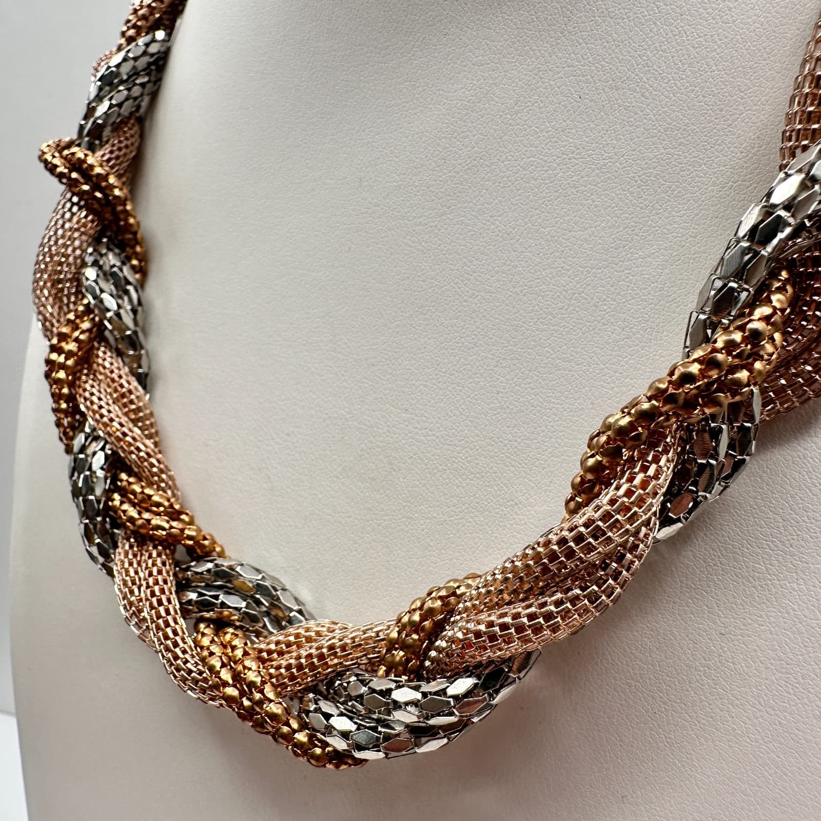 Vintage Y2K Multi Stand Twisted Mesh Statement Necklace Chunky Women's Jewelry - Thumbnail 6