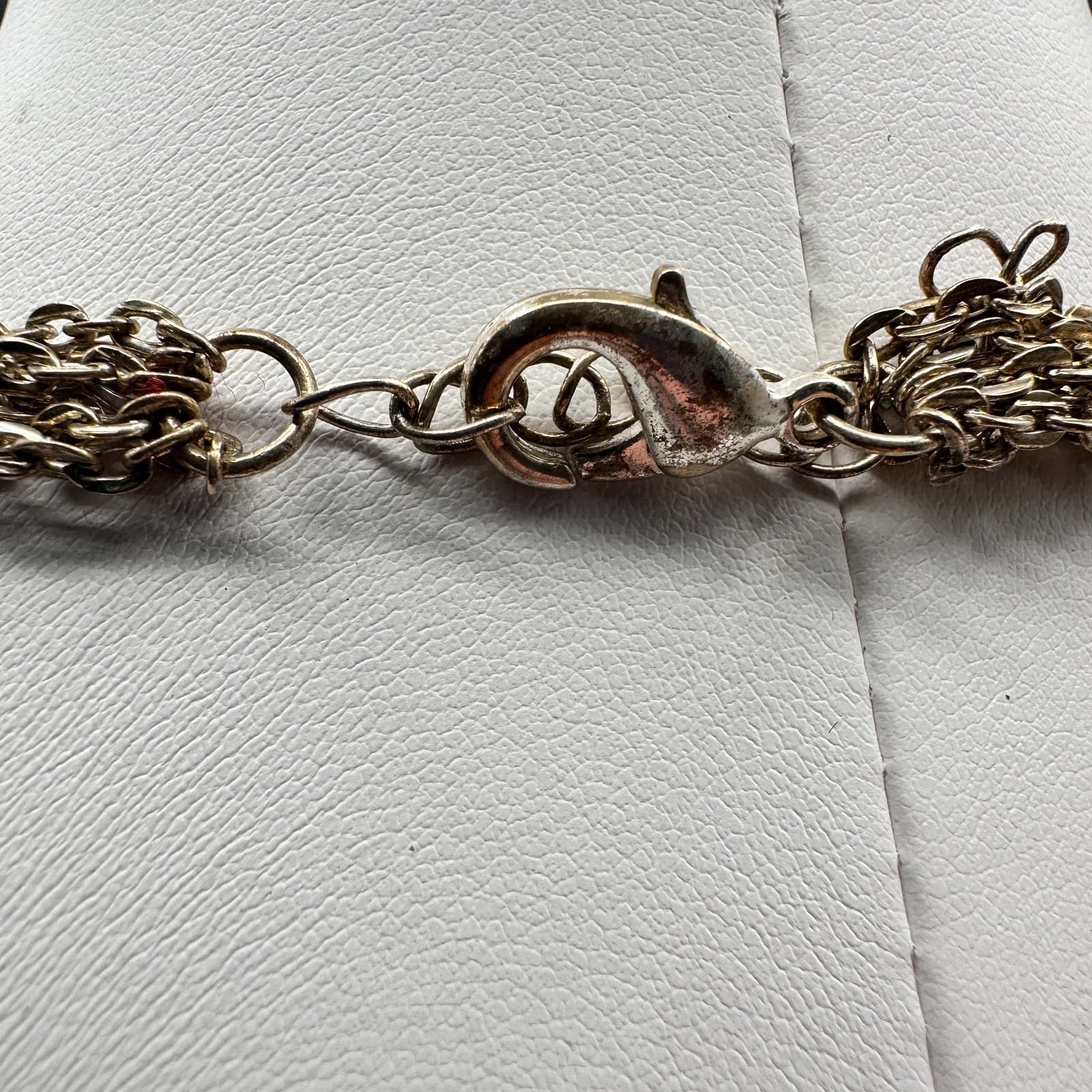 Vintage 80s Chunky Silver Oval Link Statement Necklace on Double Chain Jewelry - Thumbnail 6