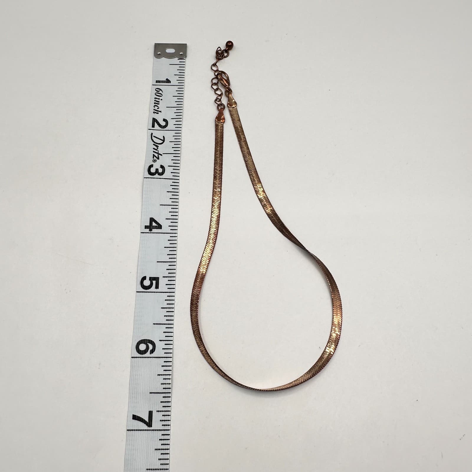 Vintage Y2K Copper Tone Herringbone Chain Necklace Choker Women's Jewelry - Thumbnail 7