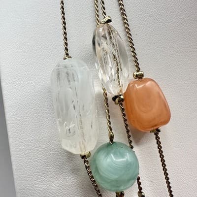 Vintage Y2K Multi-Strand Beaded Necklace Gold Tone Statement Women's Jewelry - Thumbnail 7