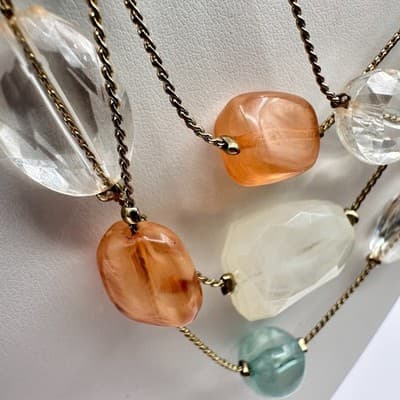 Vintage Y2K Multi-Strand Beaded Necklace Gold Tone Statement Women's Jewelry - Thumbnail 6