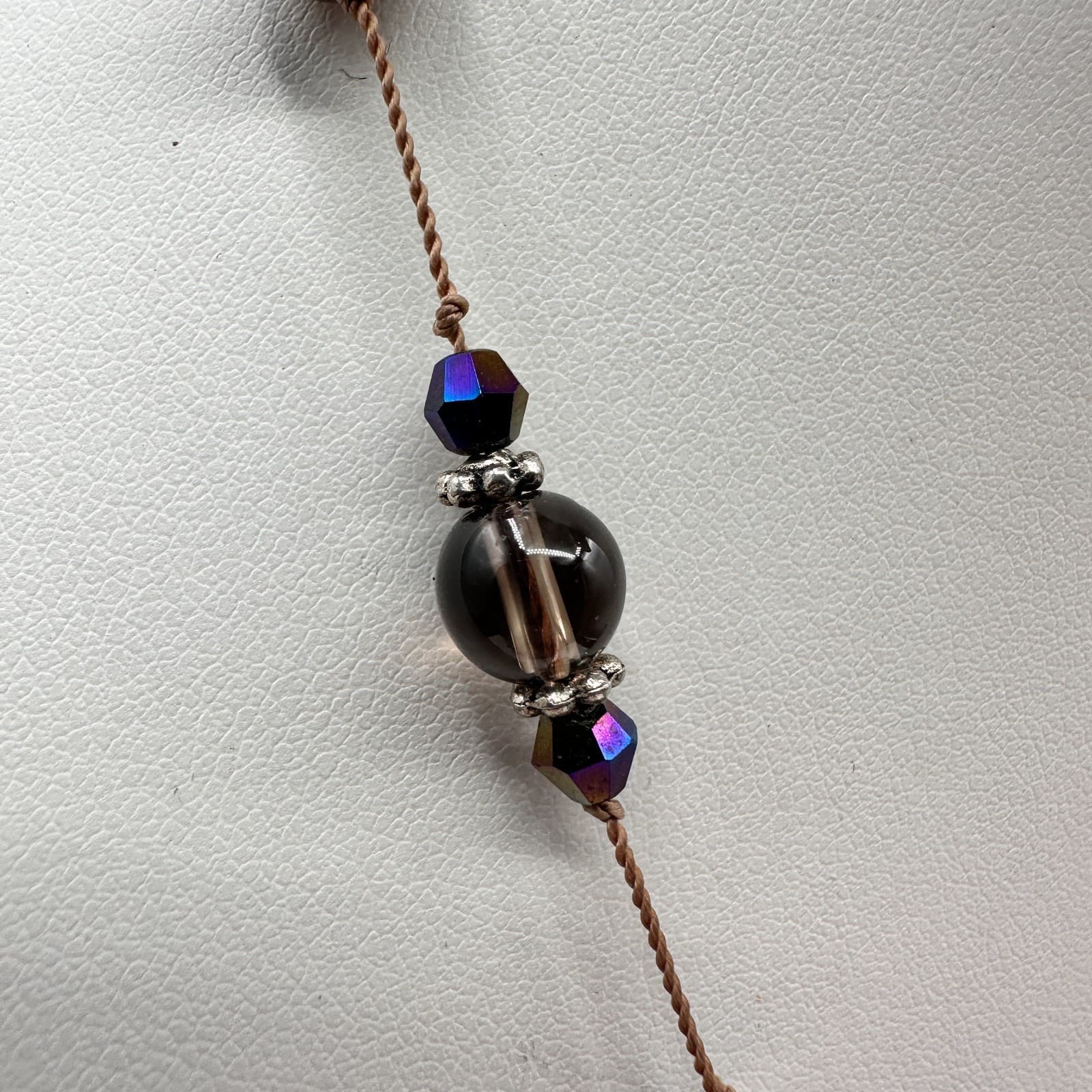 Vintage 80s Iridescent Copper Faux Pearl & Smoky Faceted Bead Necklace jewelry - Thumbnail 5