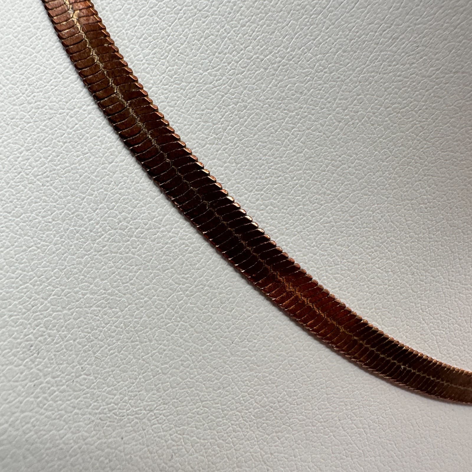 Vintage Y2K Copper Tone Herringbone Chain Necklace Choker Women's Jewelry - Thumbnail 3