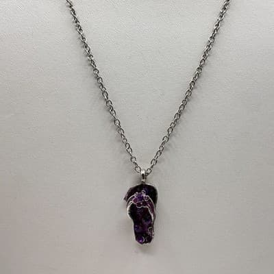 Vintage 80s Summer Beach Vibe Silver-Tone Flop & Purple Stones Necklace jewelry - Thumbnail 4