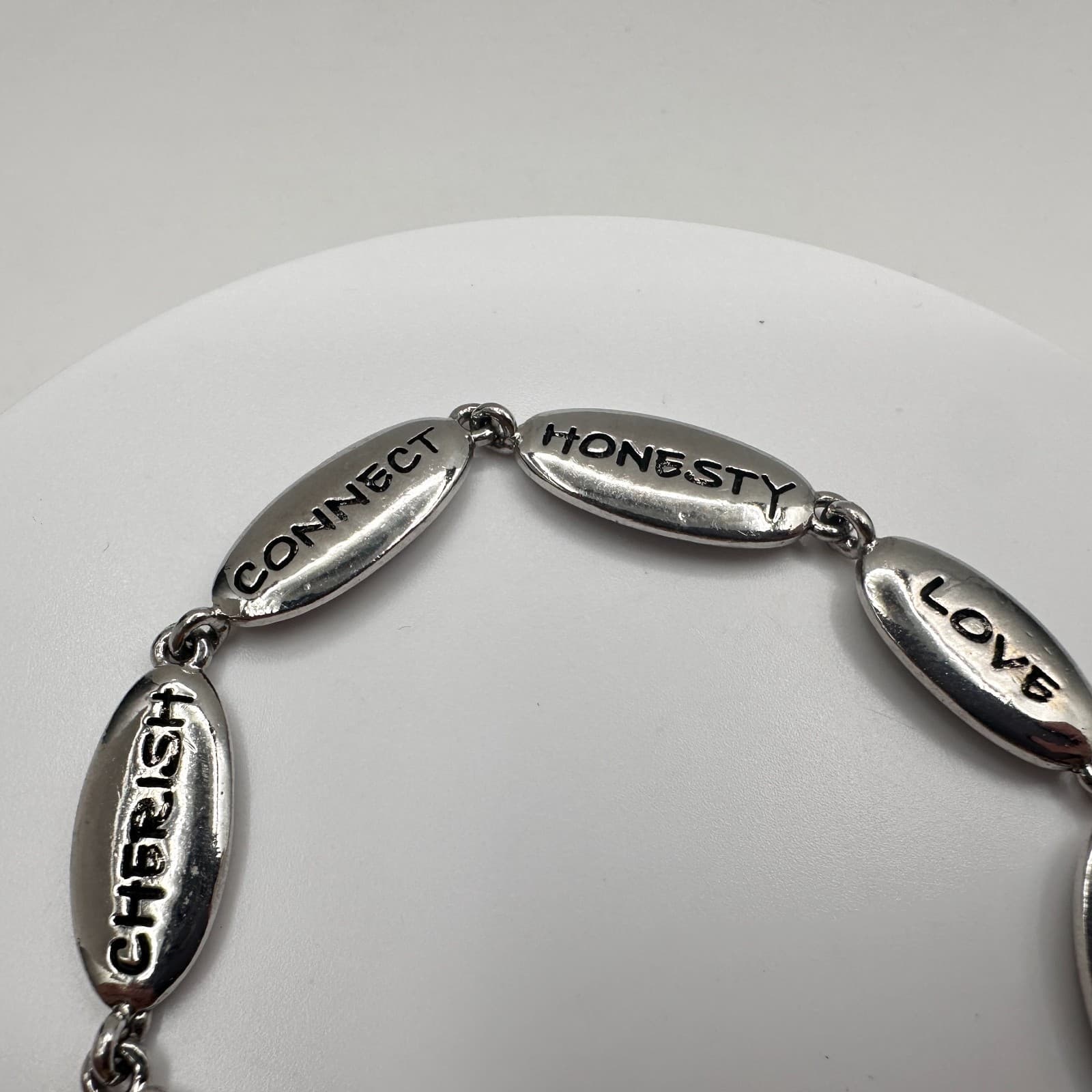 Vintage Y2K Silver Tone Reversible Inspirational Words Bracelet Engraved Jewelry - Thumbnail 6