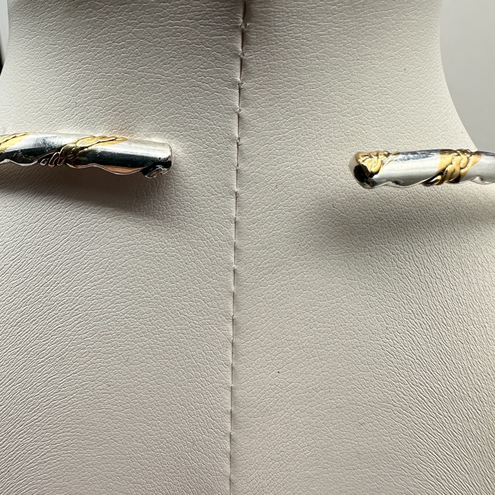 Vintage 90s Silver Gold Tone Twisted Omega Collar Necklace Statement Jewelry - Thumbnail 7