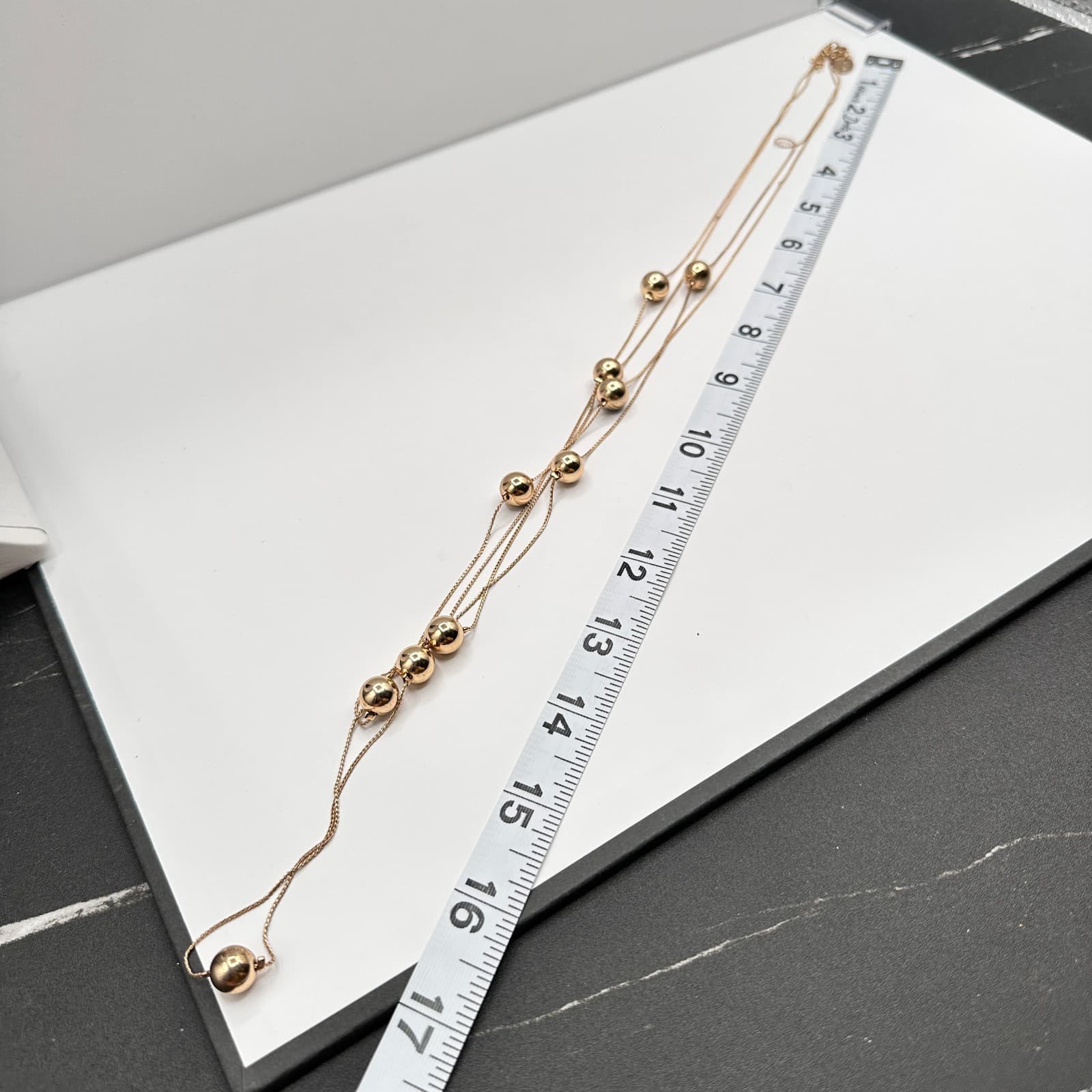 Vintage 90s Long Gold Ball Station Necklace Timeless & Elegant Piece Jewelry - Thumbnail 9