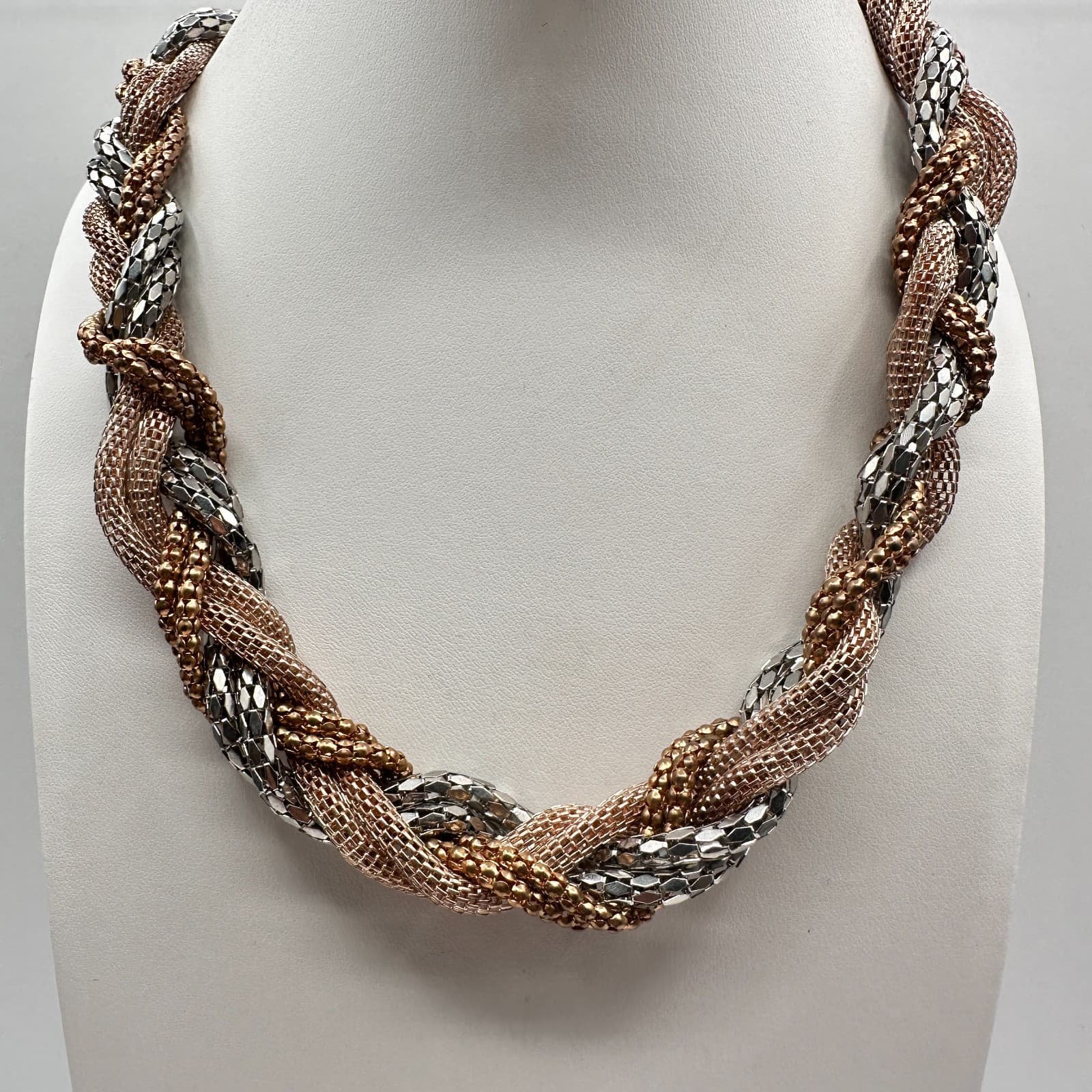 Vintage Y2K Multi Stand Twisted Mesh Statement Necklace Chunky Women's Jewelry - Image 1