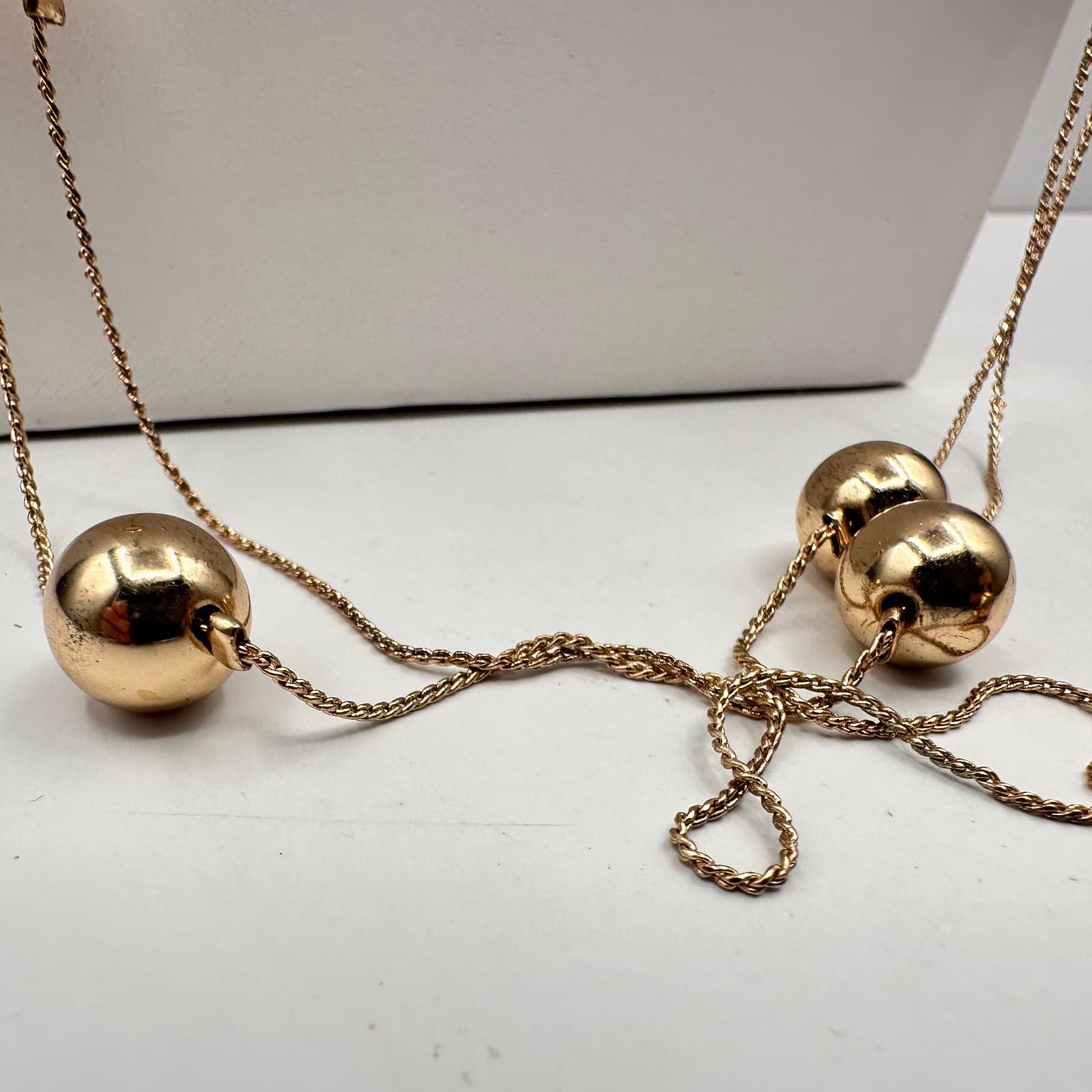 Vintage 90s Long Gold Ball Station Necklace Timeless & Elegant Piece Jewelry - Thumbnail 6
