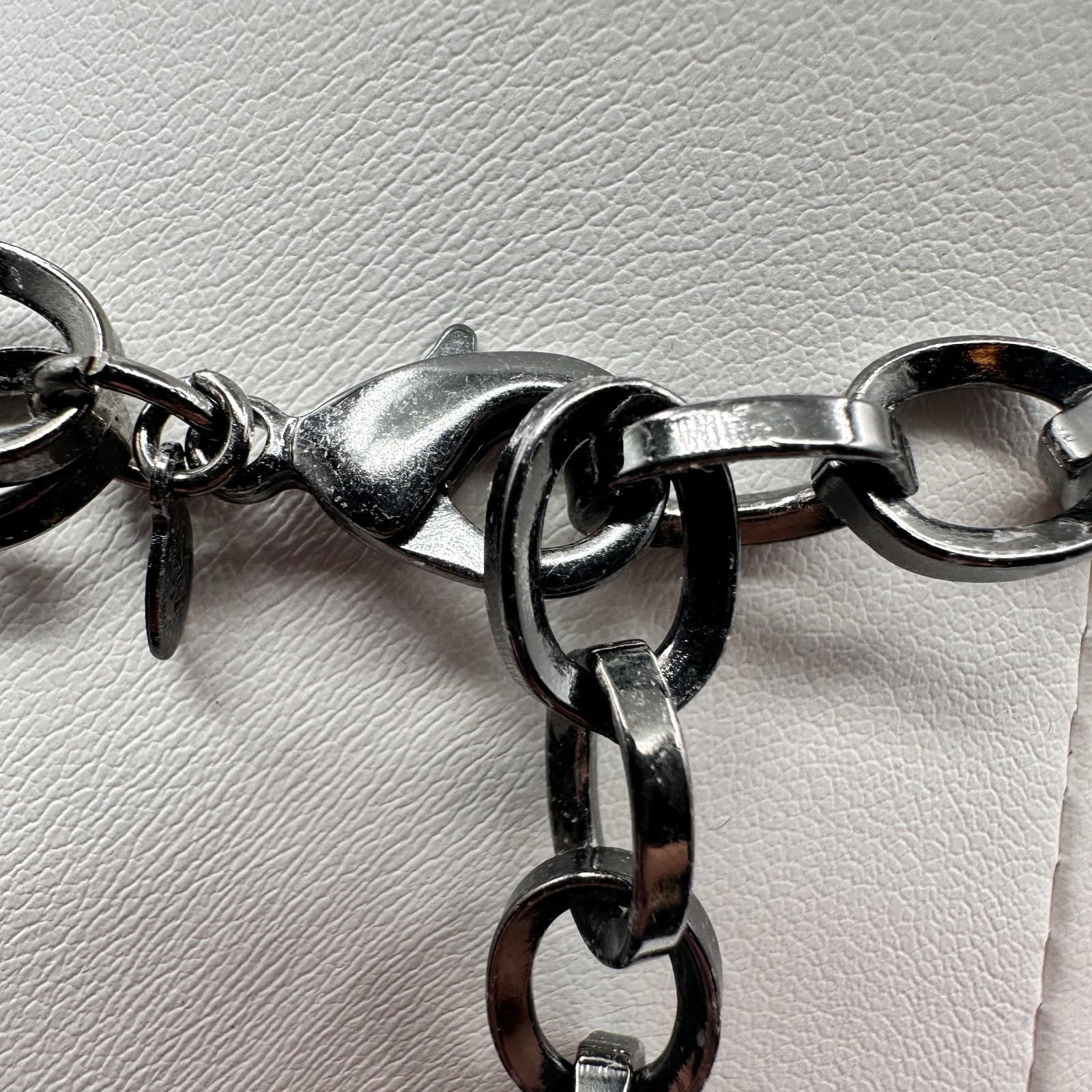 Vintage 90s Multi Stand Chunky Necklace Red Crystal White Pearl Silver Tone - Thumbnail 7