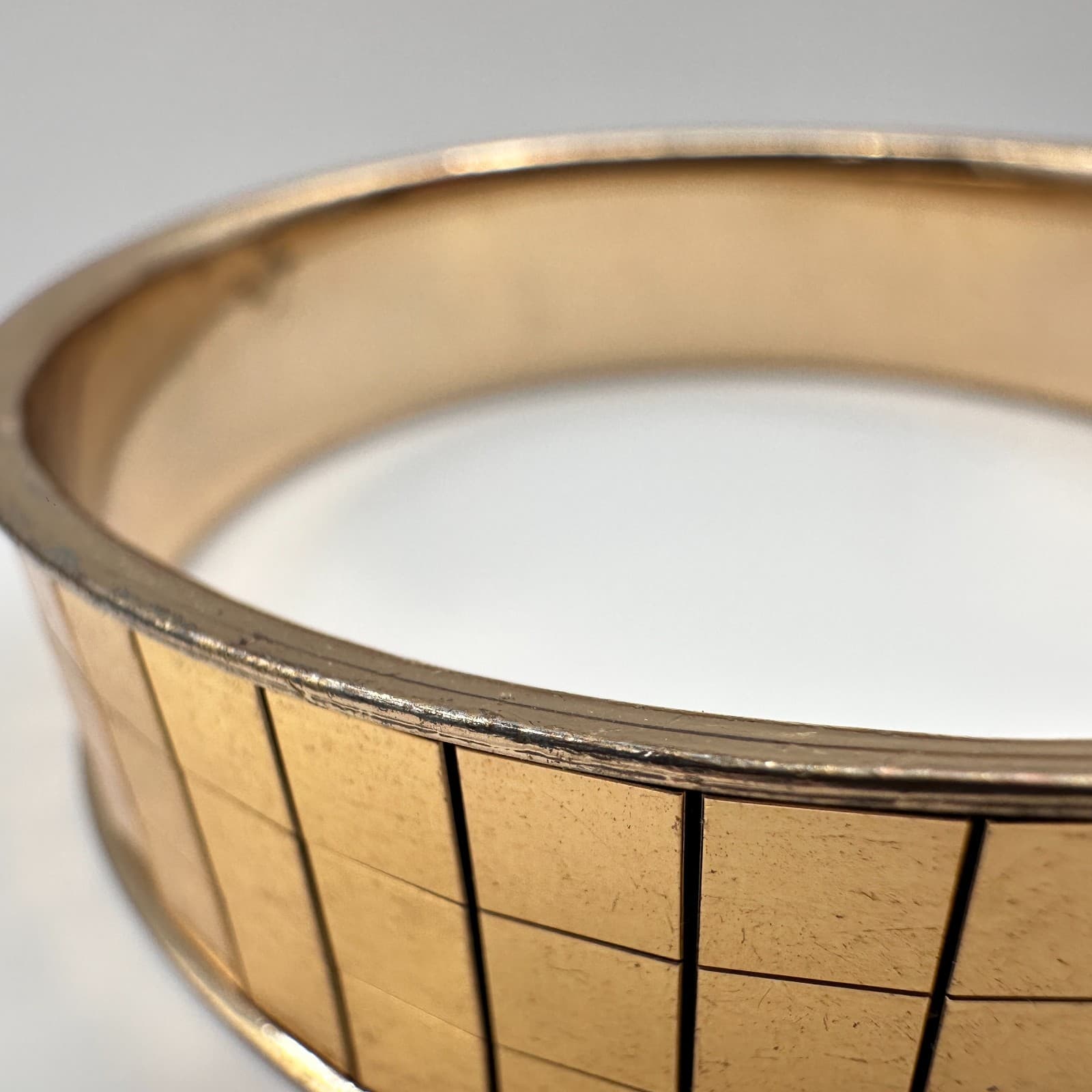 Vintage 90s Gold Tone Mosaic Tile Bracelet Geometric Statement Women's Jewelry - Thumbnail 5