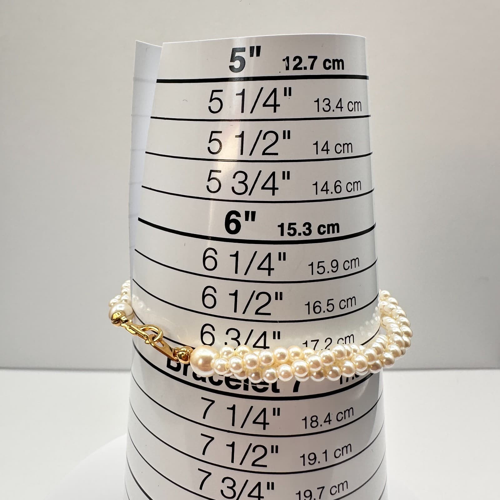 Vintage Y2K Faux Pearl Braided Multi-Strand Bracelet Gold Tone Statement Jewelry - Thumbnail 7