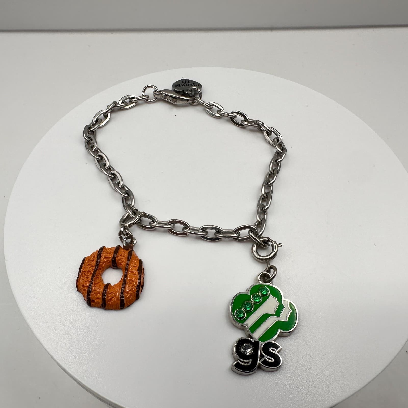 Vintage Y2K CHARM IT! Girl Scouts Bracelet Samoas Cookie Trefoil Rhinestone - Thumbnail 10