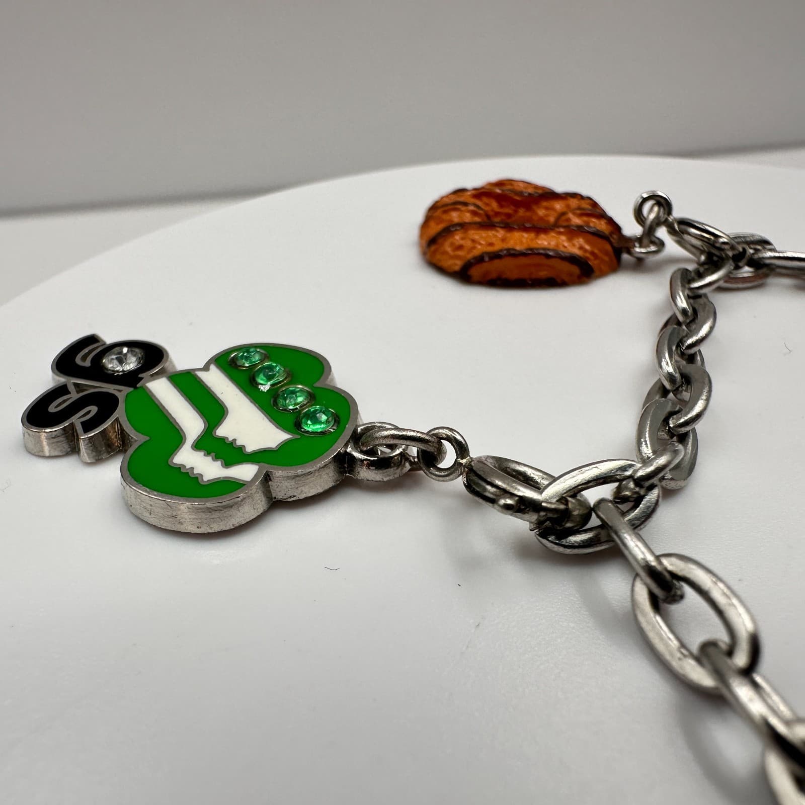 Vintage Y2K CHARM IT! Girl Scouts Bracelet Samoas Cookie Trefoil Rhinestone - Thumbnail 9
