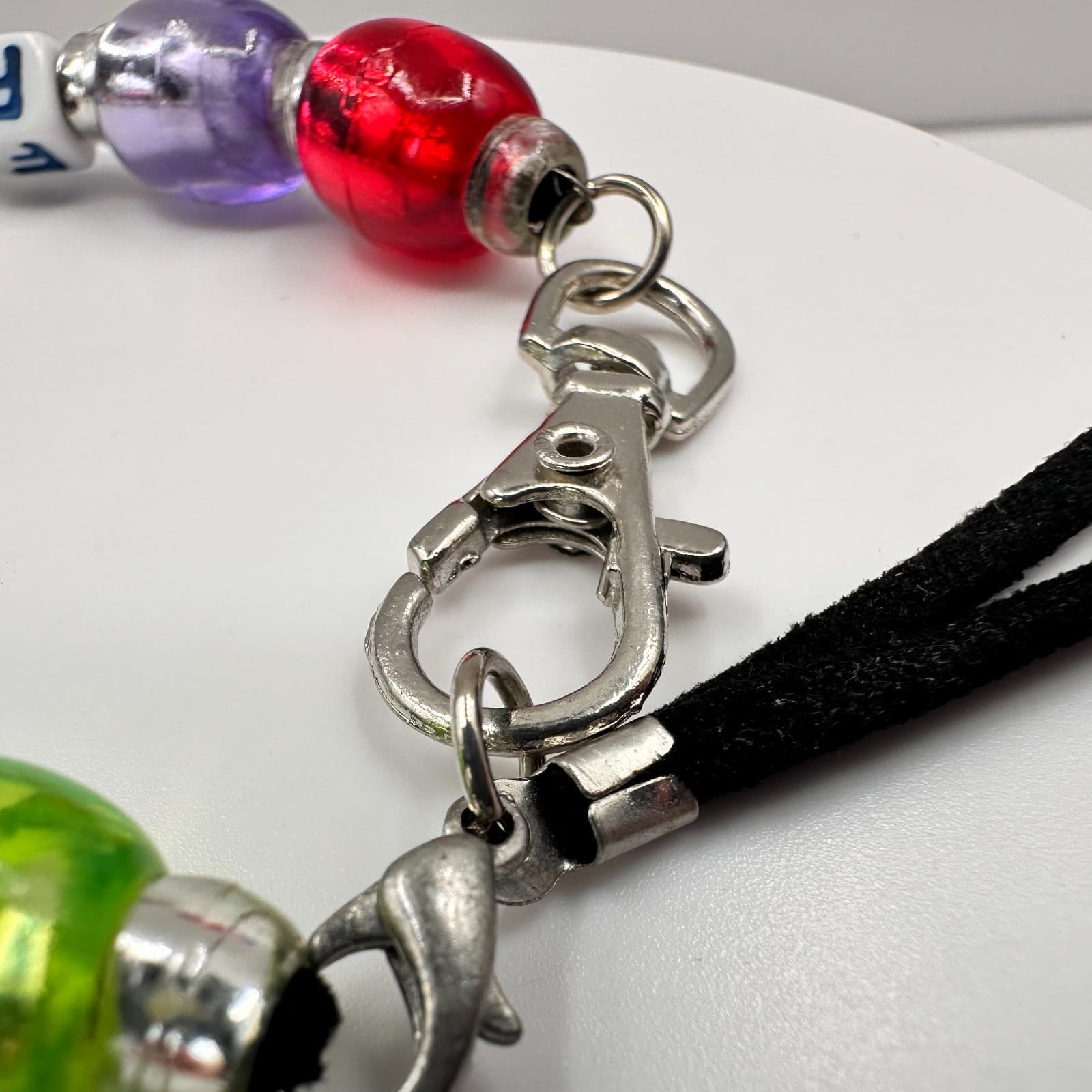 Vintage Y2K Friends Cube Bracelet Acrylic Beaded Silver Tone Women's Jewelry - Thumbnail 5