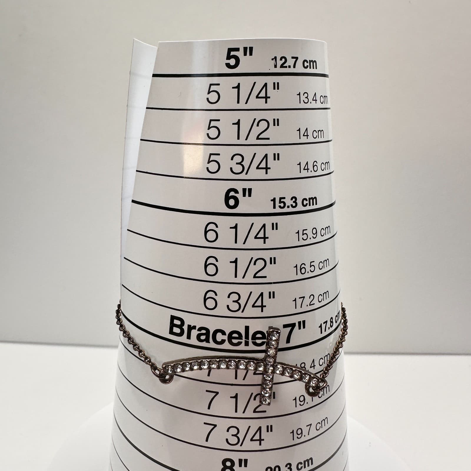 Vintage 80s Gunmetal Sideways Cross Bracelet Rhinestone Fashion Jewelry - Thumbnail 6